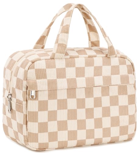 Corduroy-Brown white checkerboard