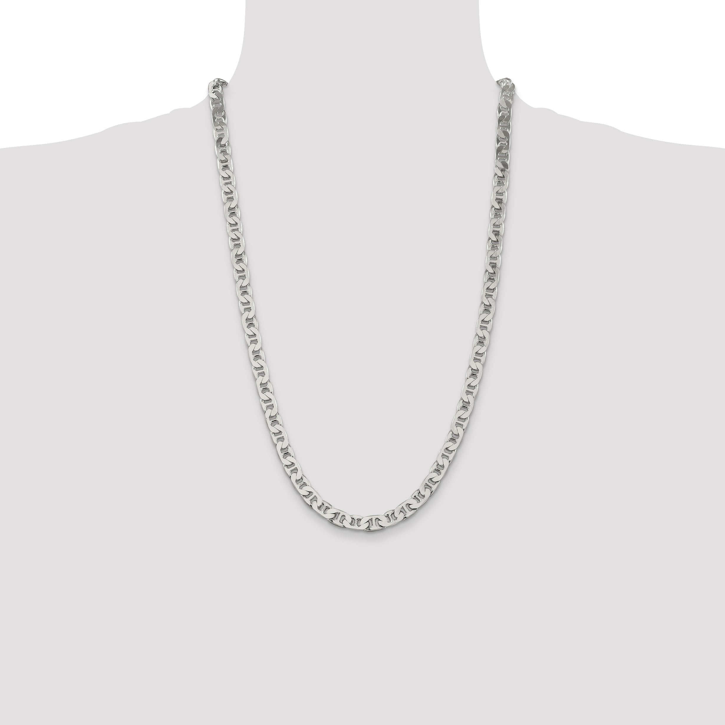 925 Sterling Silver 6.5mm Anchor Mariner Link Chain Necklace for Women - Dainty Nautical Jewelry Gift for Her - Perfect for Beach Vacations, Boat Parties & Summer Outfits