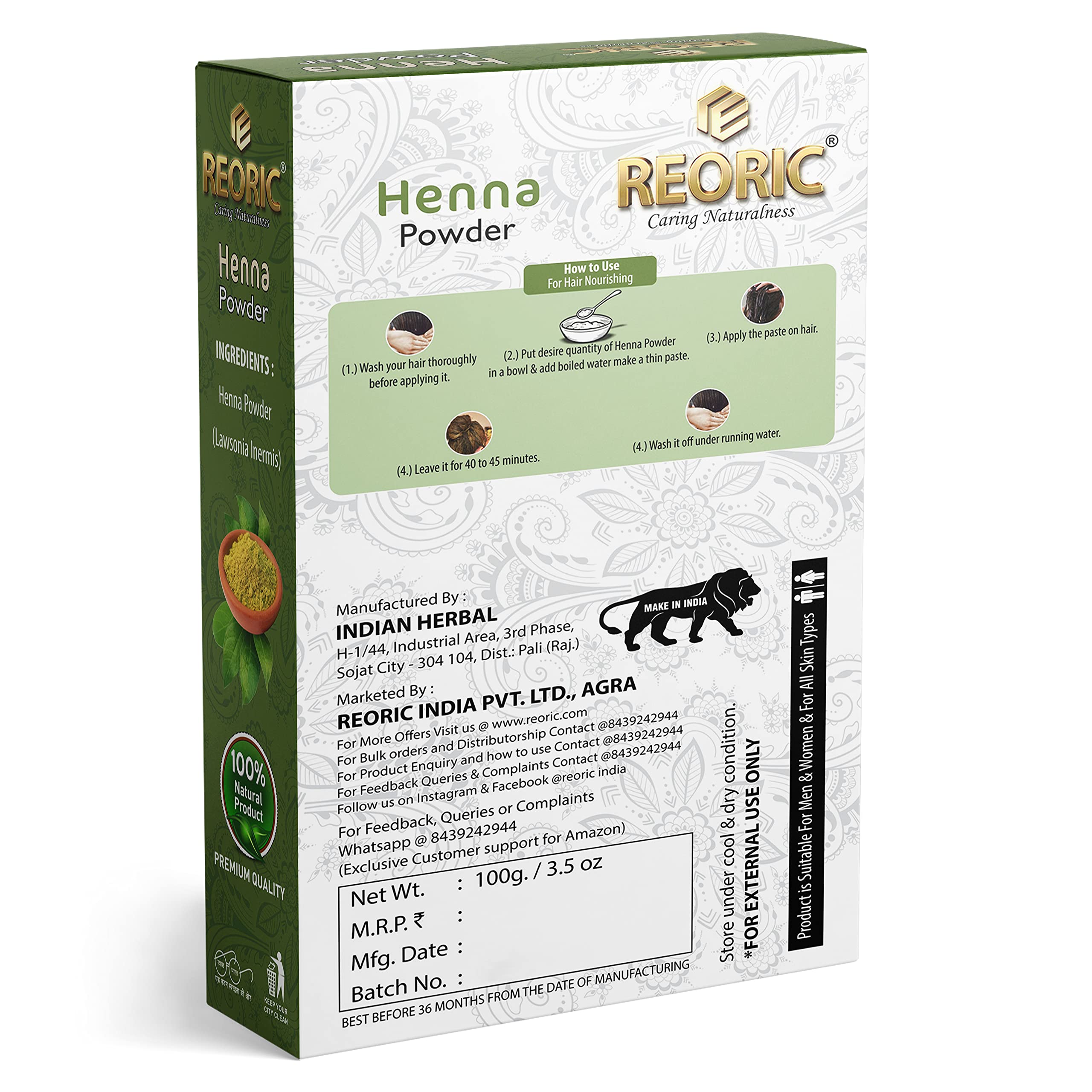 Organic Amla Powder & Natural Henna Powder for Hair - Chemical-Free Hair Dye for Women | Ammonia-Free Herbal Hair Color | 200g (Pack of 2) | Promotes Hair Growth & Gray Coverage | Perfect for Natural Hair Care & DIY Beauty Treatments