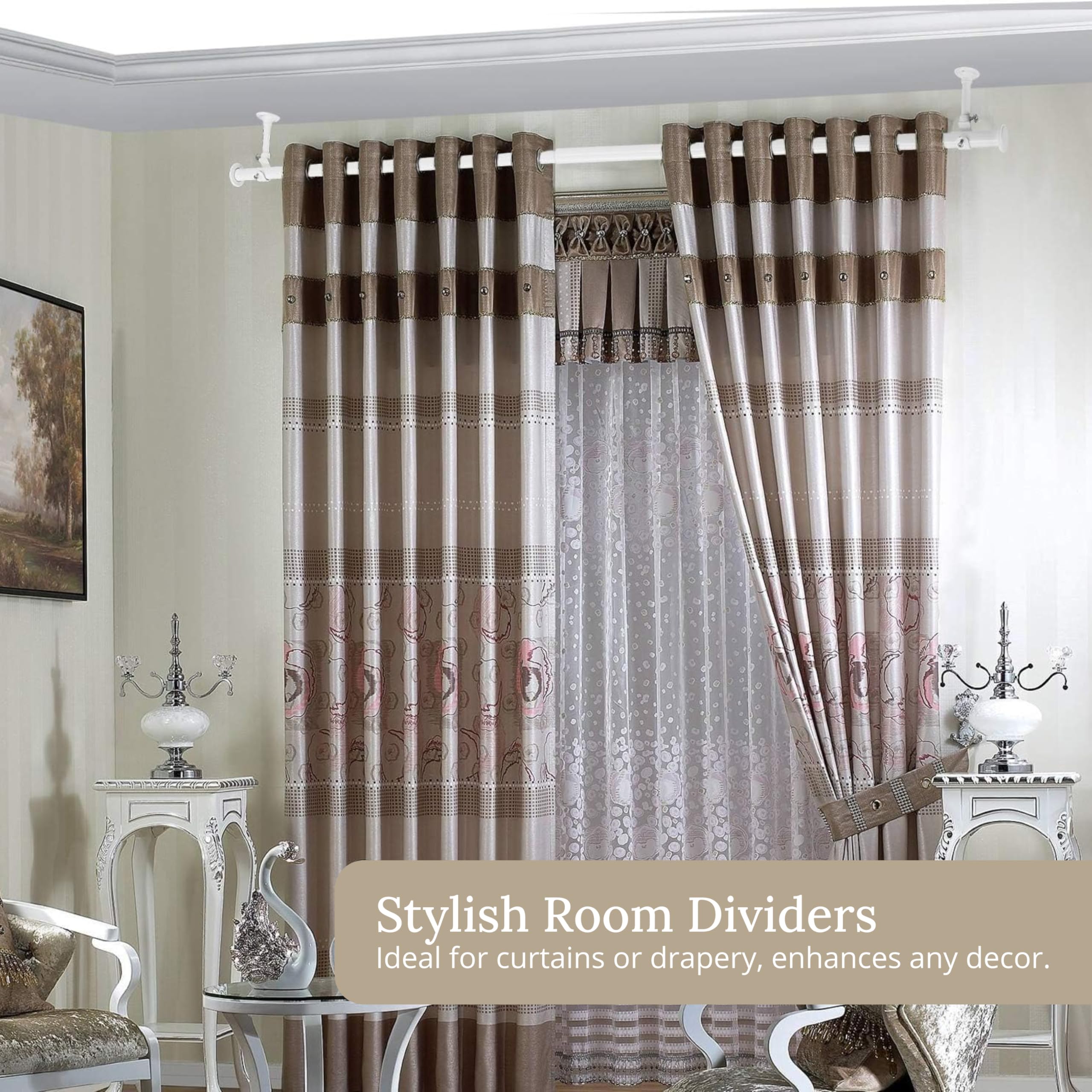 Adjustable Extra Long Ceiling Mounted Curtain Rod 108-168