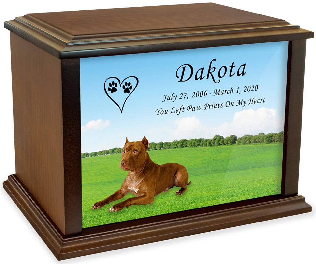 Custom Staffordshire Terrier Pet Memorial Urn - Personalized Wooden Dog Ashes Urn for Large Pets up to 225lbs - Handcrafted Pet Cremation Keepsake Box - Perfect for Home Memorials & Pet Loss Gifts