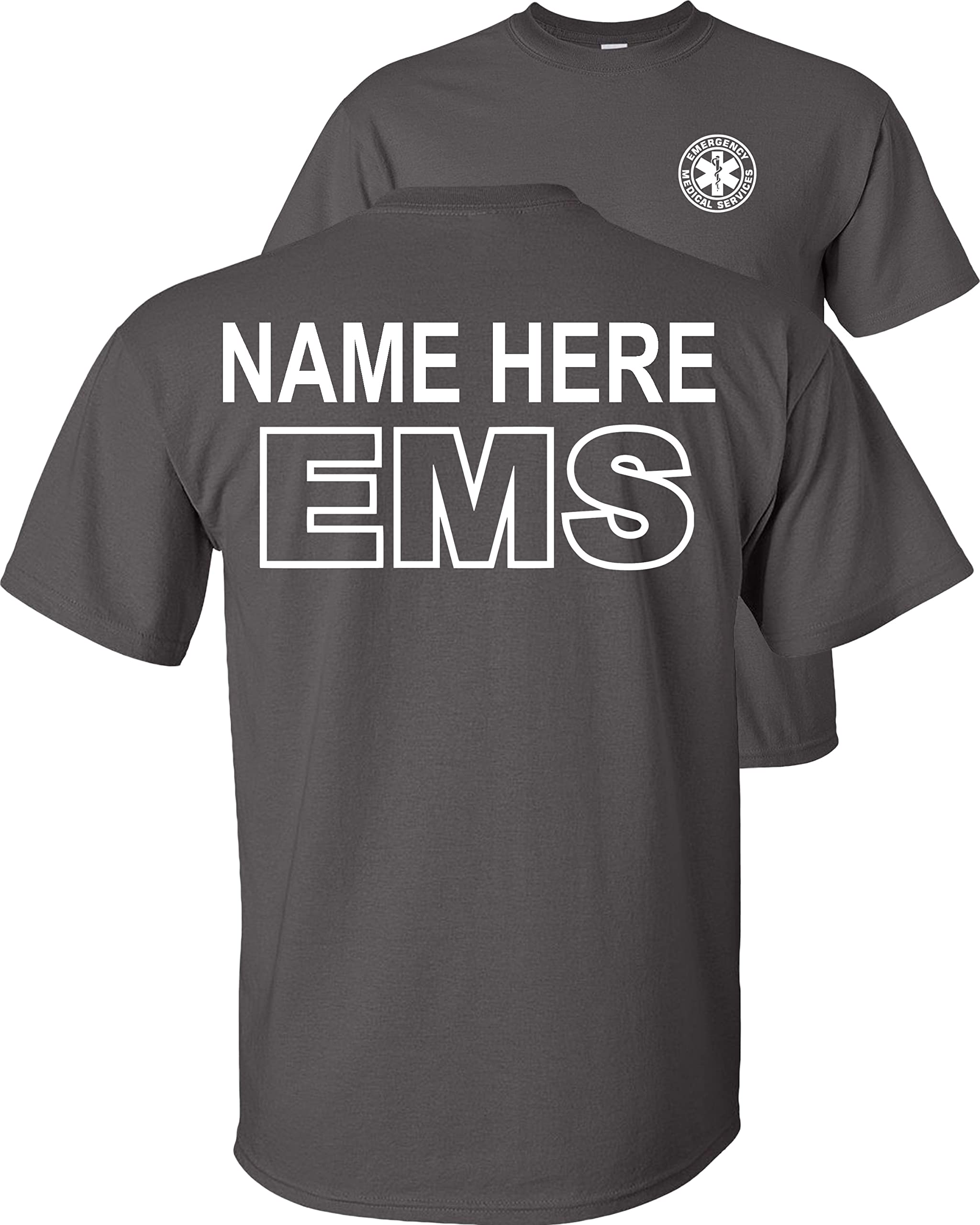 Custom EMS T-Shirt for Emergency Medical Services - Personalized First Responder Apparel for EMTs, Paramedics & Firefighters - Perfect for Work, Gifts & EMS Pride