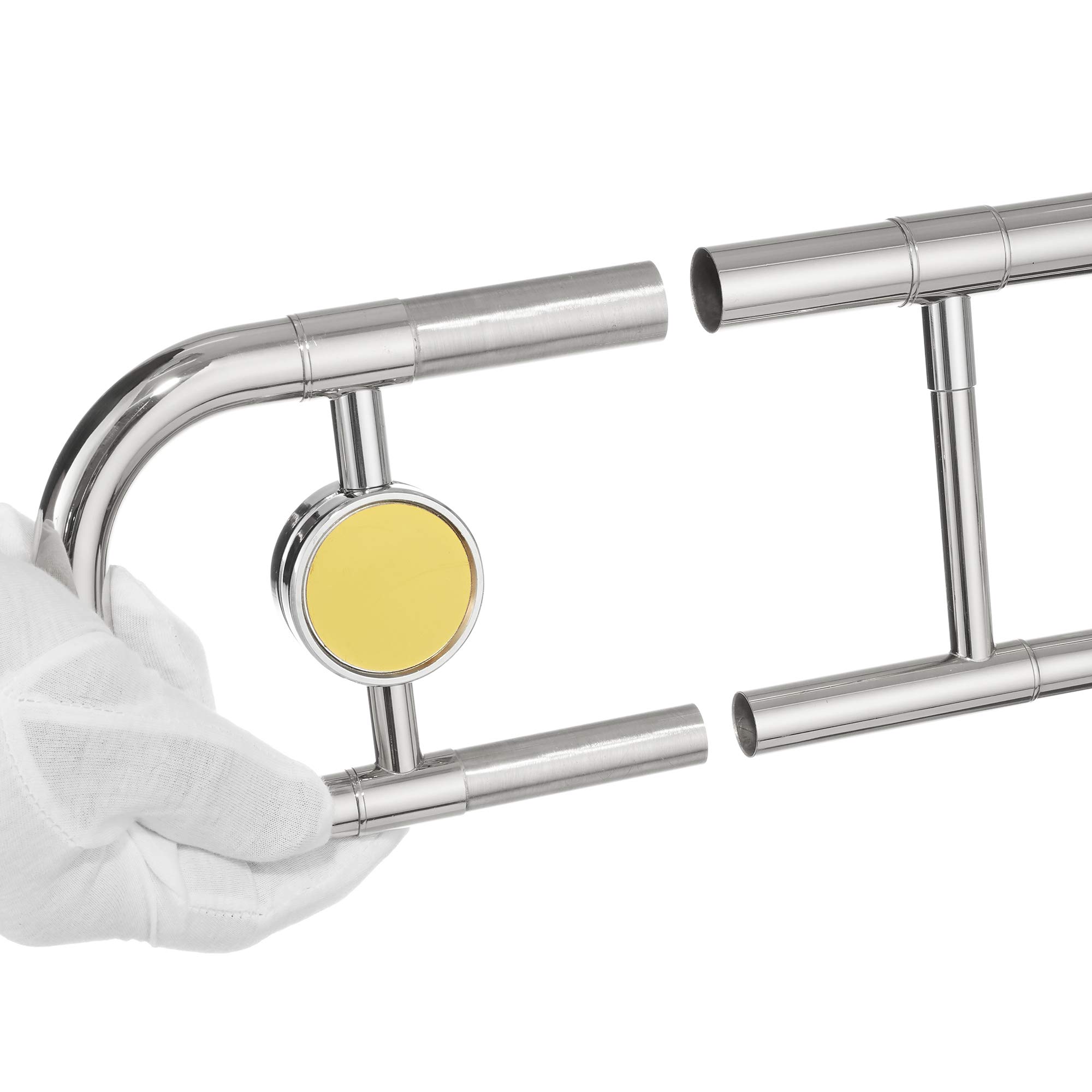 Ashthorpe Bb Tenor Slide Trombone with Nickel Plated Finish - Includes Case, Mouthpiece, Gloves & Cleaning Kit | Professional Brass Instrument for School Band, Jazz Ensemble & Orchestra Performances