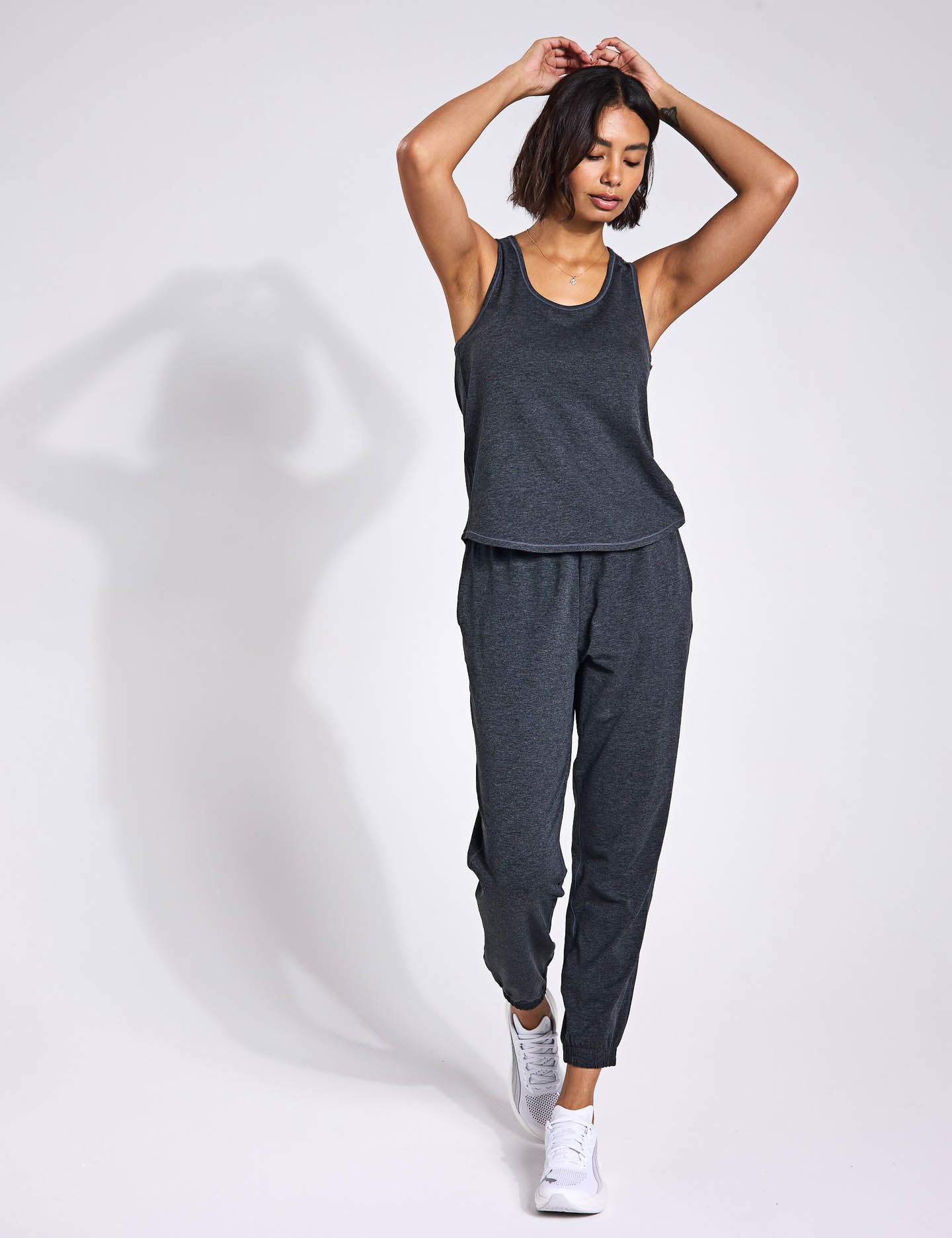 ReSet Relaxed Tank Top for Women - Soft Moon Heather Color - Perfect for Yoga, Gym, and Casual Wear