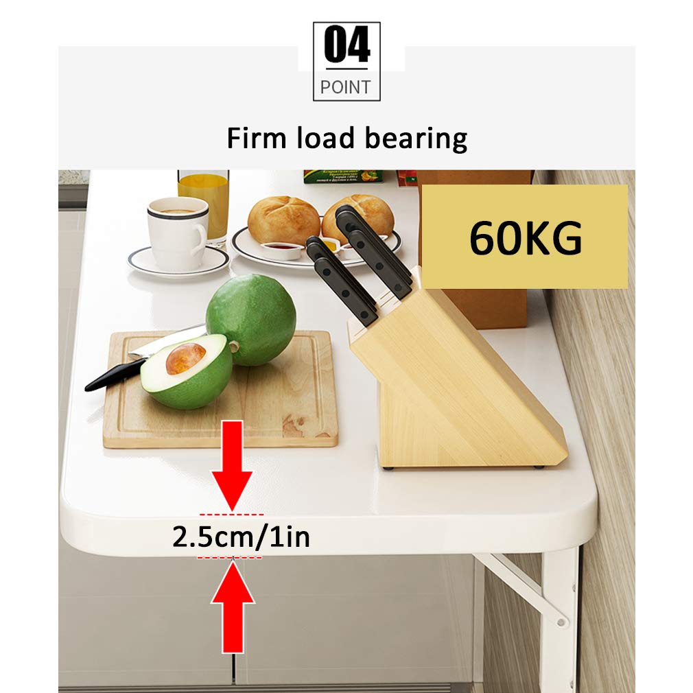 SKOAJAS Wall Mounted Folding Table - Space Saving Multi-Purpose Floating Desk for Kitchen, Dining, Office & Laundry Room - Compact 35.4