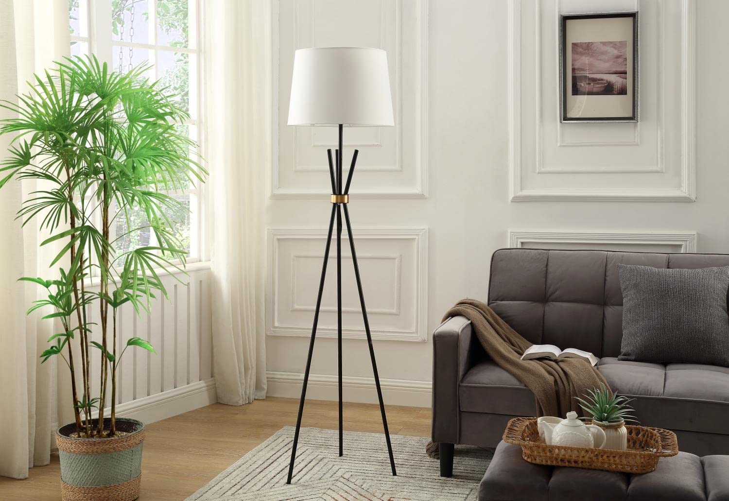 Elena Modern Floor Lamp - Adjustable Brightness LED Standing Light for Living Room, Bedroom, Office - Perfect for Reading, Relaxing & Home Decor