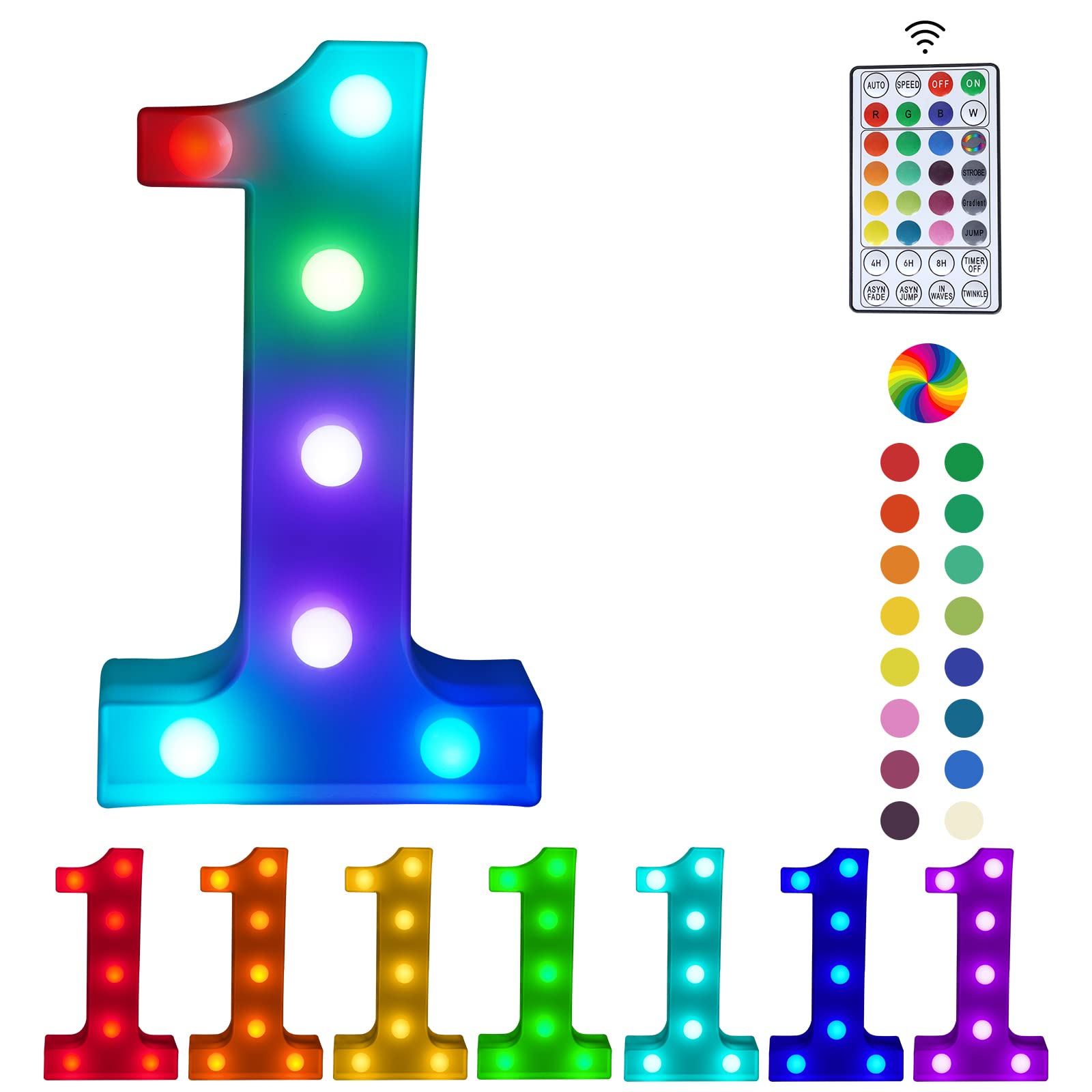 16 Color Changing LED Marquee Letter Lights - Dimmable Alphabet Night Lights for Wedding, Birthday, Party & Christmas Decor - Perfect for Bedroom, Dorm Room, Bar & Holiday Decoration - Multicolor RGB Lighting for Home & Event Decor