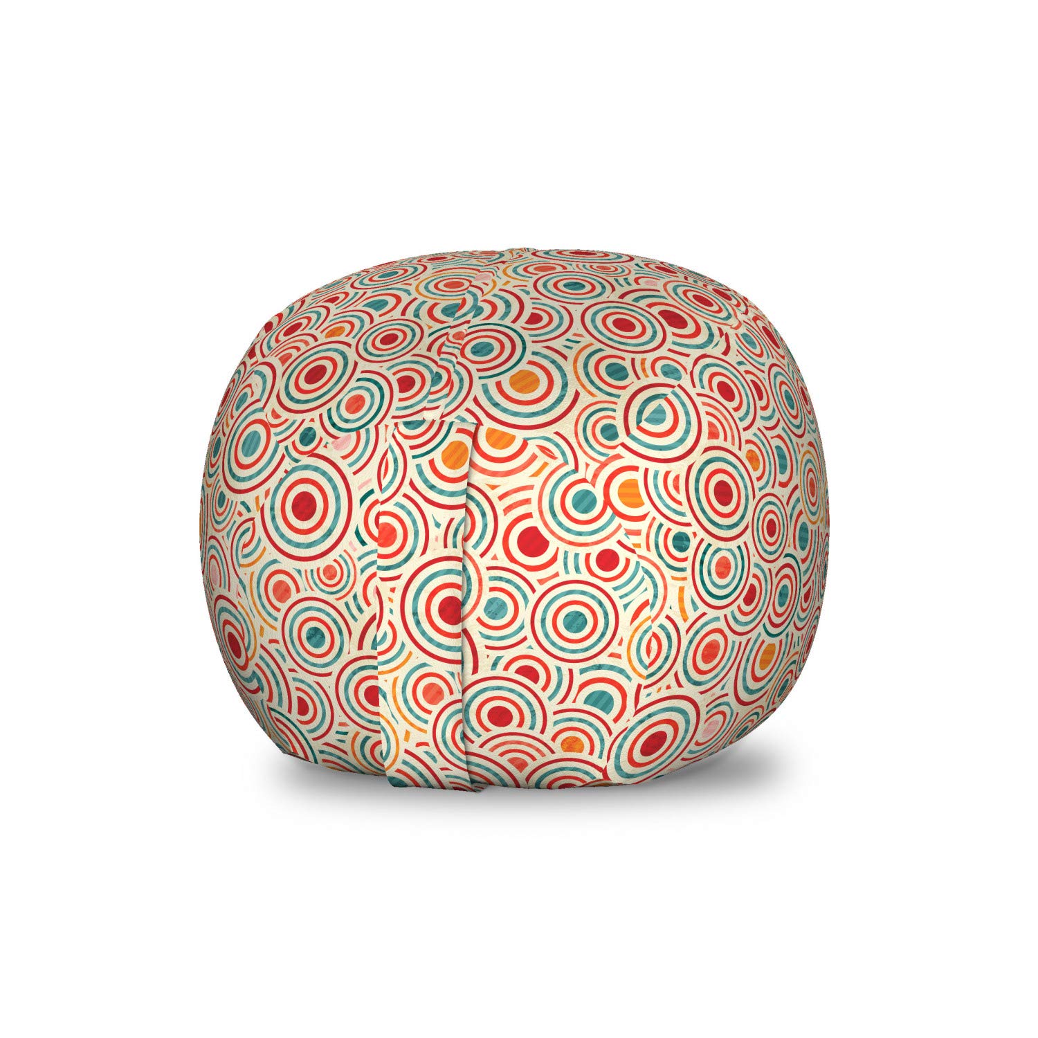 Ambesonne Geometric Toy Storage Bag Chair - Colorful Bullseye Circles & Abstract Vintage Design - Washable Stuffed Animal Organizer for Kids' Room (Small, Multicolor) | Perfect for Nursery Organization & Playroom Decor