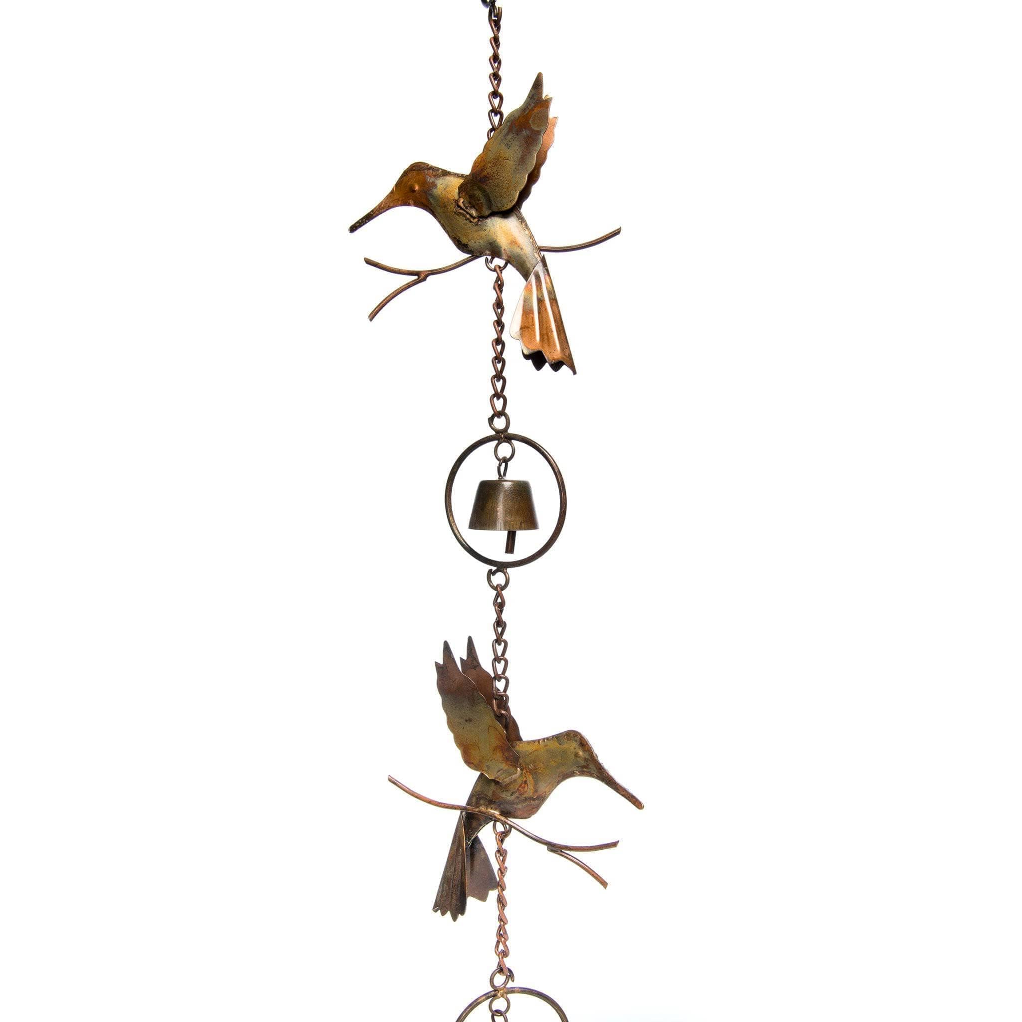 Hummingbirds and Bells Rain Chain - Decorative Garden Water Chain for Downspout Drainage | Perfect for Outdoor Patio, Yard, and Garden Decor