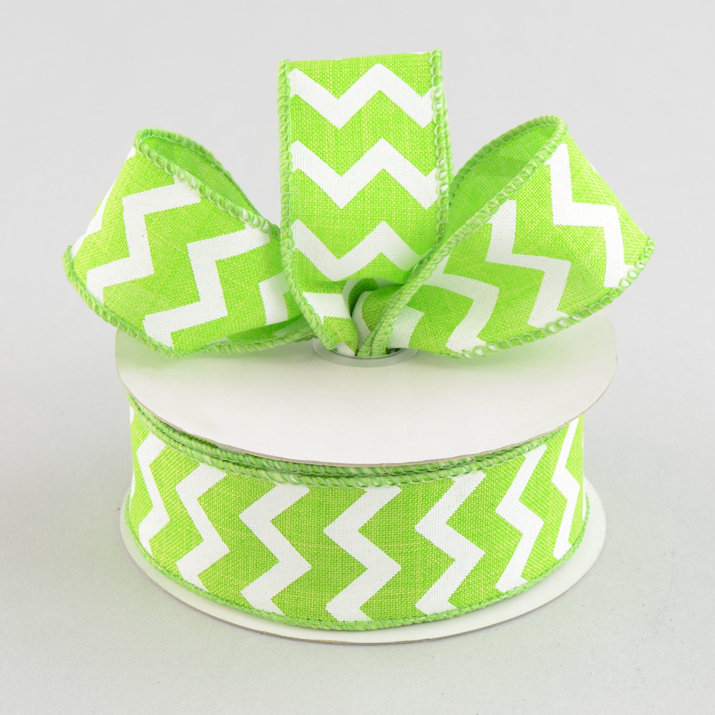 1.5 Inch Lime Green & White Chevron Ribbon - 10 Yards Premium Canvas Ribbon for DIY Crafts, Gift Wrapping, and Party Decorations