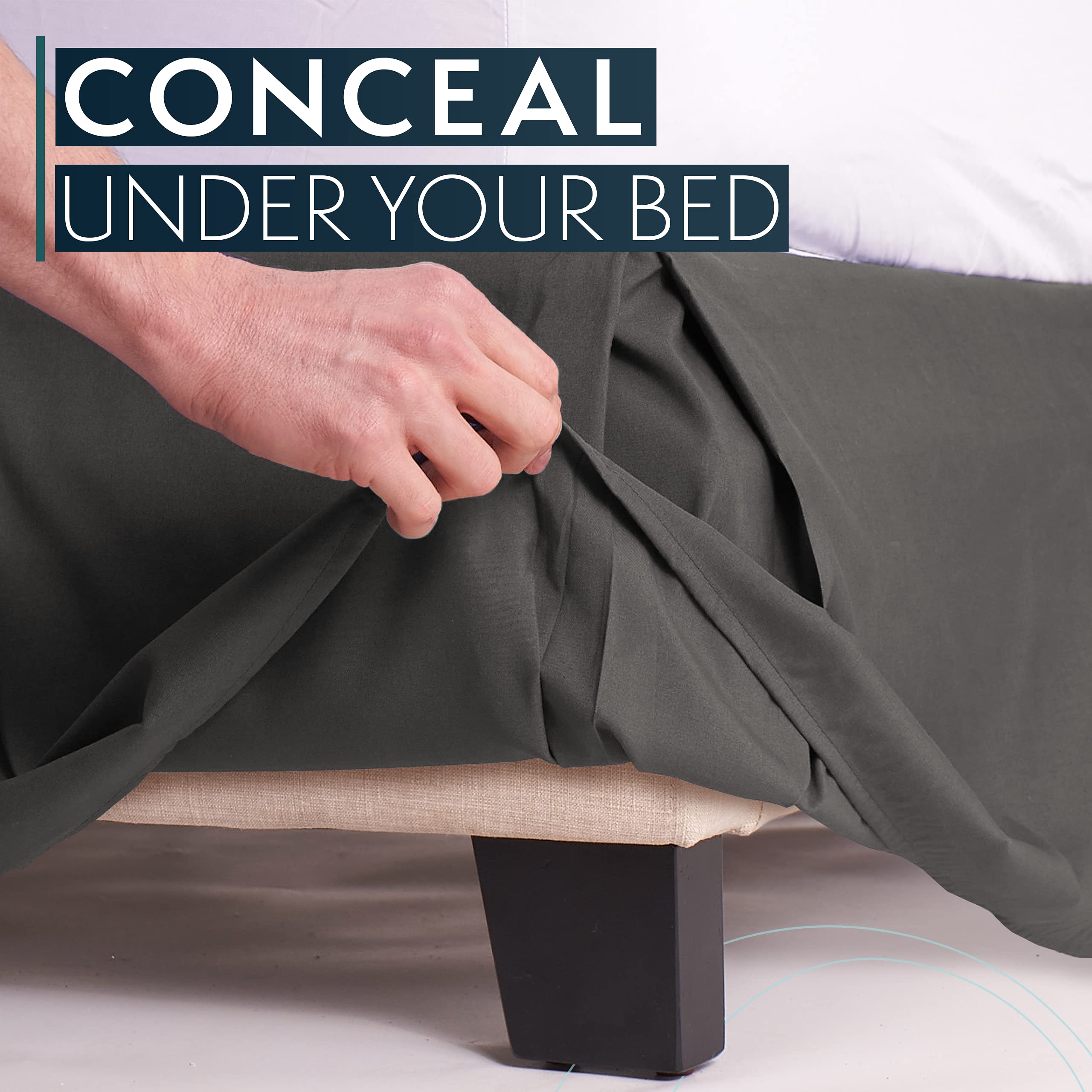 HC Collection Twin Bed Skirt - Soft Microfiber Box Spring Cover with 14 Inch Drop, Wrinkle & Fade Resistant, Gray | Perfect for Guest Rooms, Dorms & Bedroom Decor
