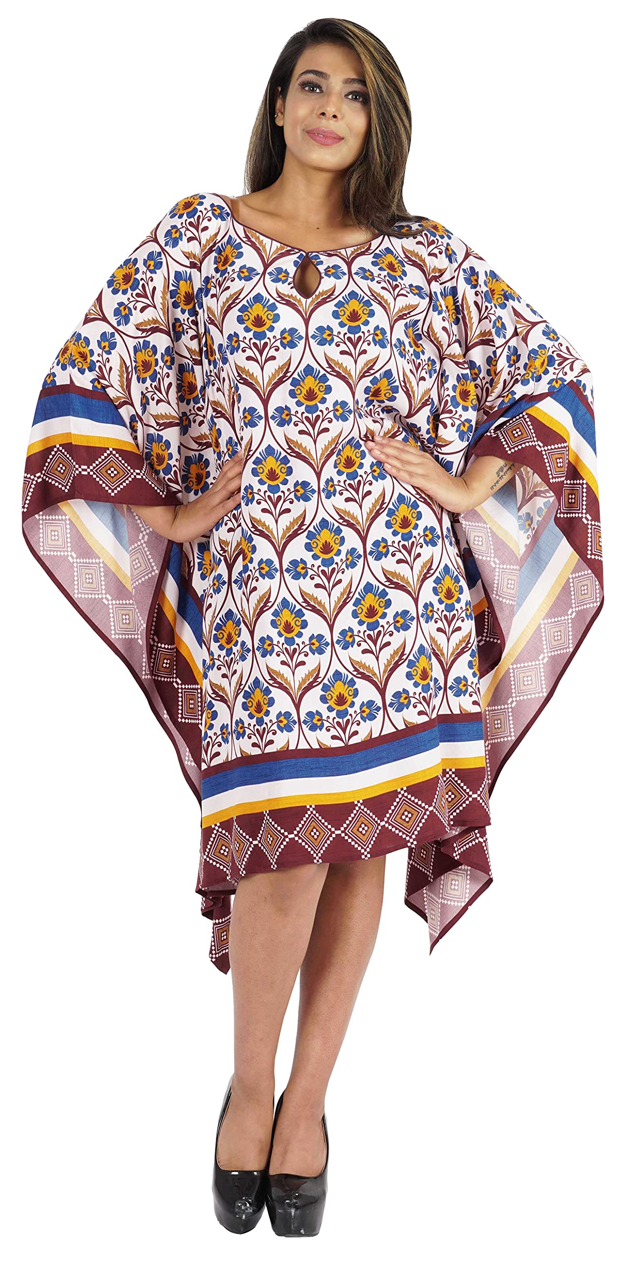 Women's Moomaya Loose Beach Kaftan Dress - Casual Caftan Swimsuit Cover Up for Summer Vacation, Pool Party & Boho Outfit