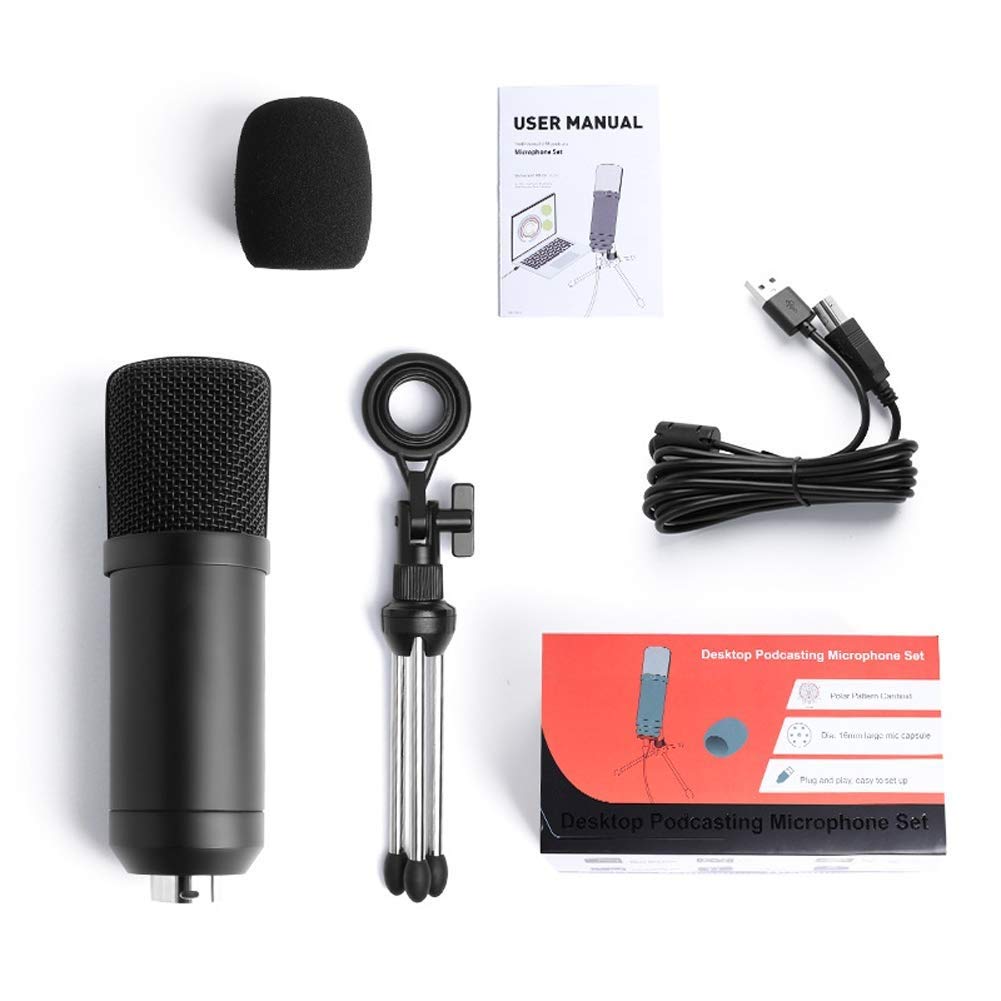 Professional Cardioid Condenser Microphone - Studio Quality Podcast Mic with Tripod Stand for PC/Laptop, Perfect for Streaming, Recording & Voice Overs