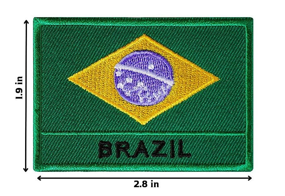 Brazil Flag Embroidered Iron On Patch - Custom Applique Logo for Clothing, Hats & Bags - Patriotic Emblem for DIY Crafts, Costumes & Uniforms