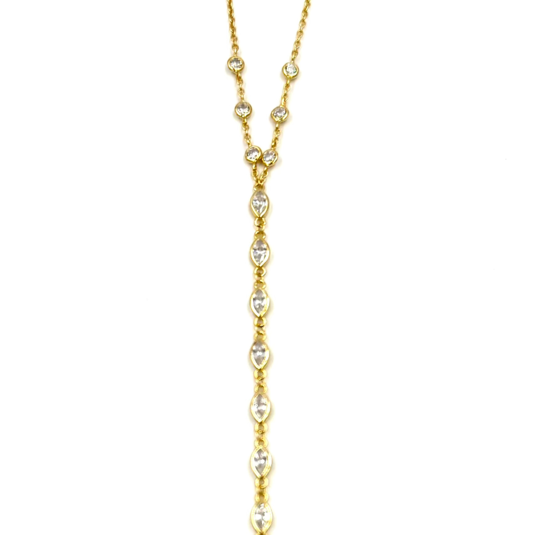 Ashley Gold Sterling Silver Gold Plated Round & Marquise CZ Hand Chain Bracelet - Elegant Jewelry for Women, Perfect for Parties, Weddings & Special Occasions