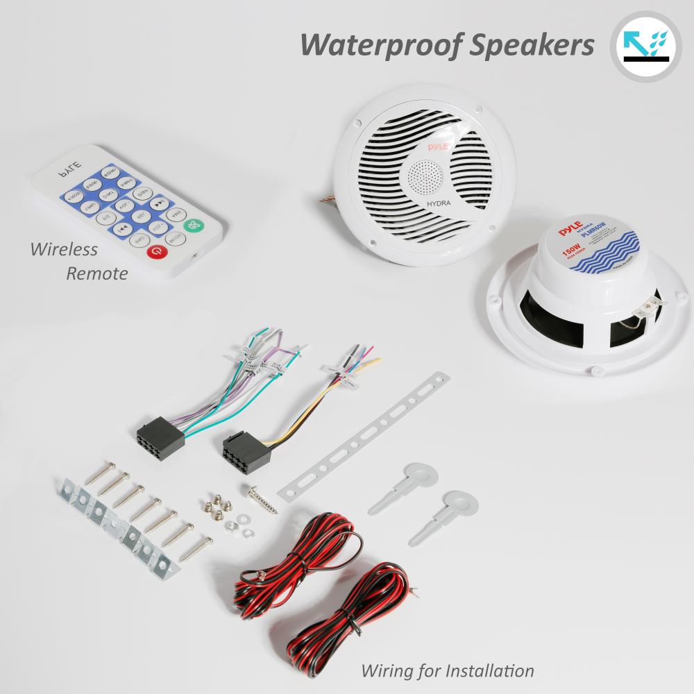 Waterproof Marine Bluetooth MP3 Stereo Speaker Kit - High-Quality Sound for Boats, Pools & Outdoor Adventures