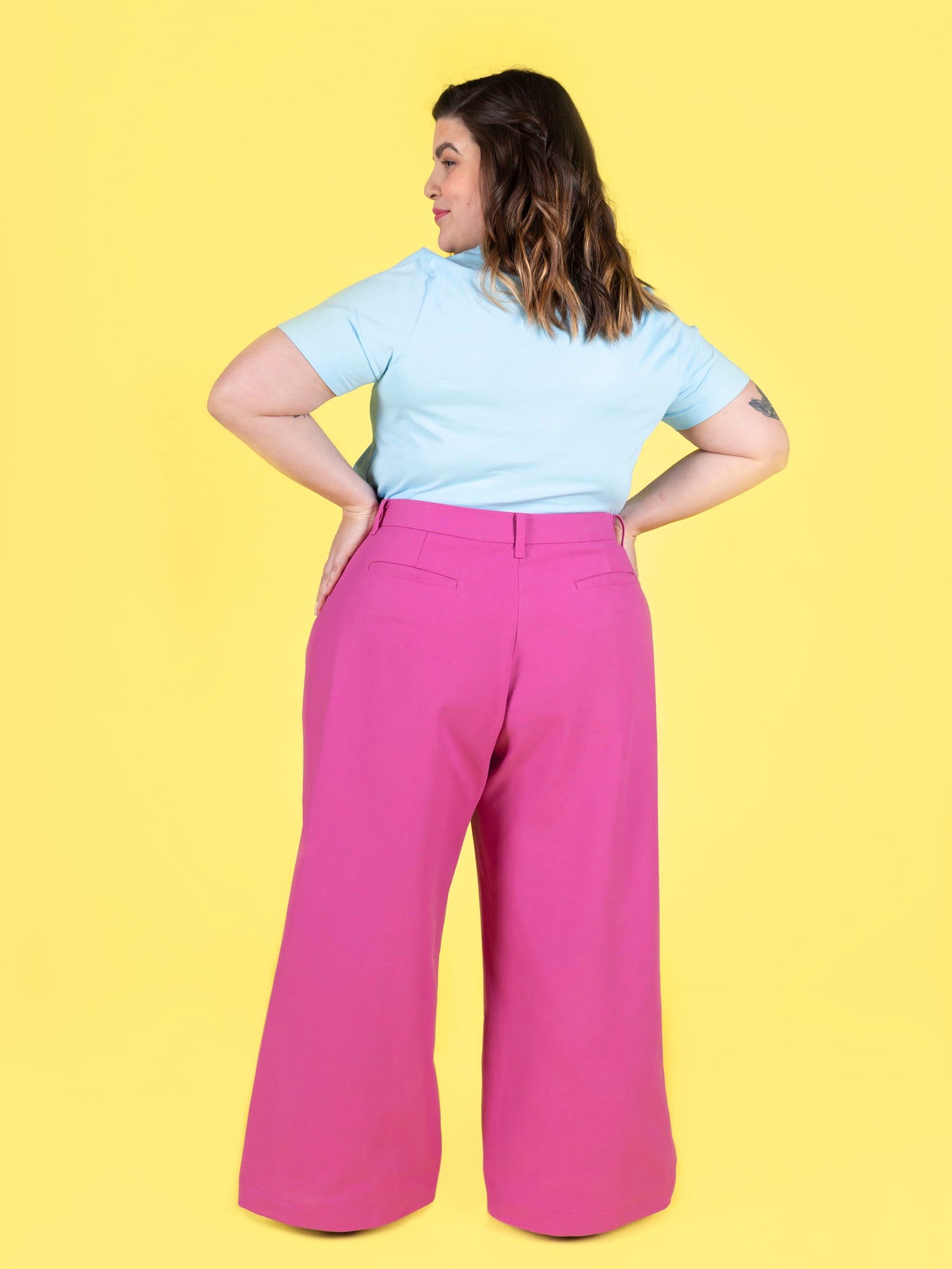 Tilly and the Buttons Thea Trousers - Women's High Waist Wide Leg Pants for Casual & Office Wear | Comfortable Stretch Fabric | Perfect for Work, Travel & Everyday Outfits