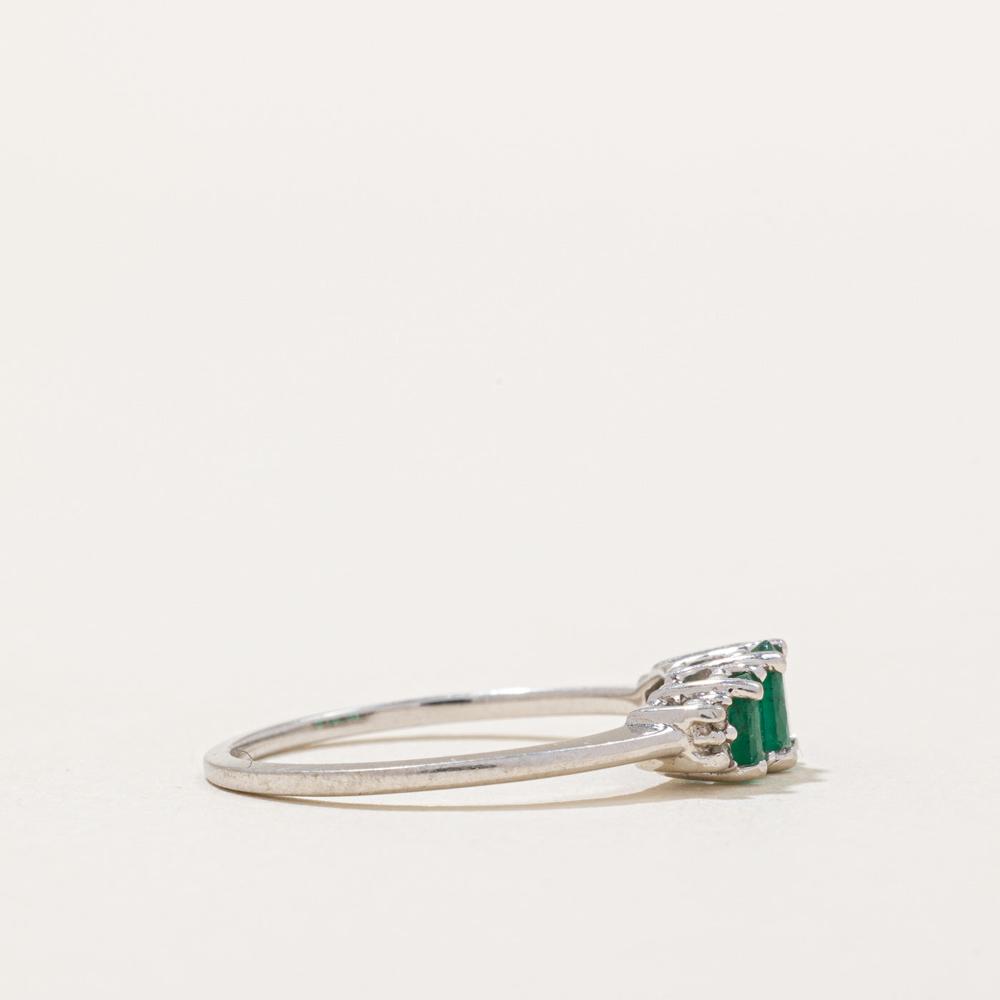 Emerald and Diamond Ring 0.50ctw with 0.02ctw Diamonds - Size 7 - Elegant Wedding Band, Anniversary Gift for Her, Perfect for Engagement & Special Occasions