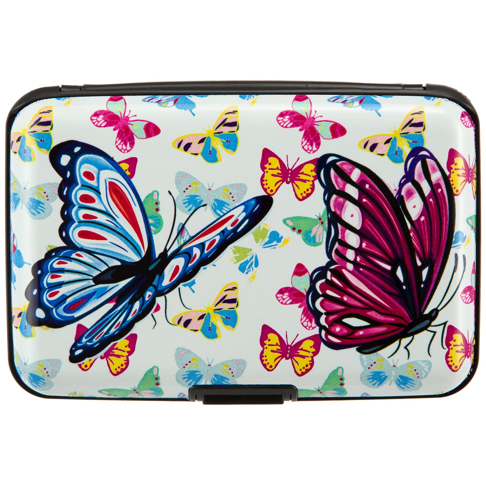 Slim RFID Blocking Aluminum Wallet for Business & Travel - Butterfly Design