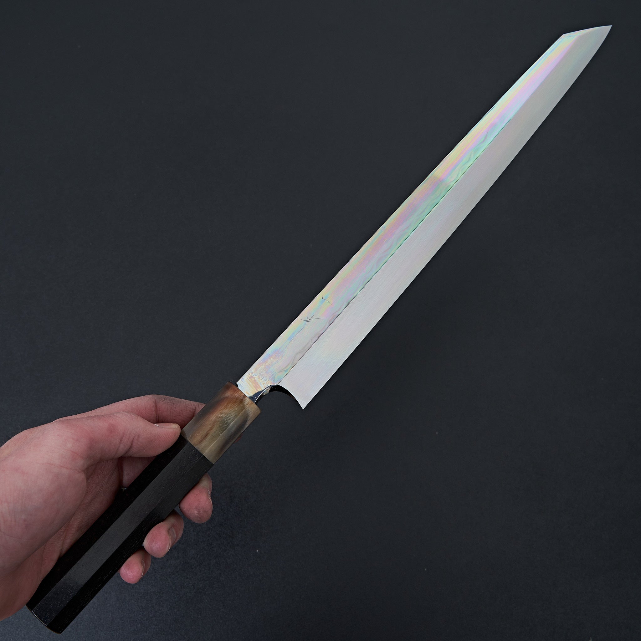 Hitohira Togashi White #1 Mizu Honyaki Kiritsuke Yanagiba 300mm Japanese Chef Knife with Taihei Ebony Handle & Saya - Perfect for Sushi, Sashimi & Precision Cutting