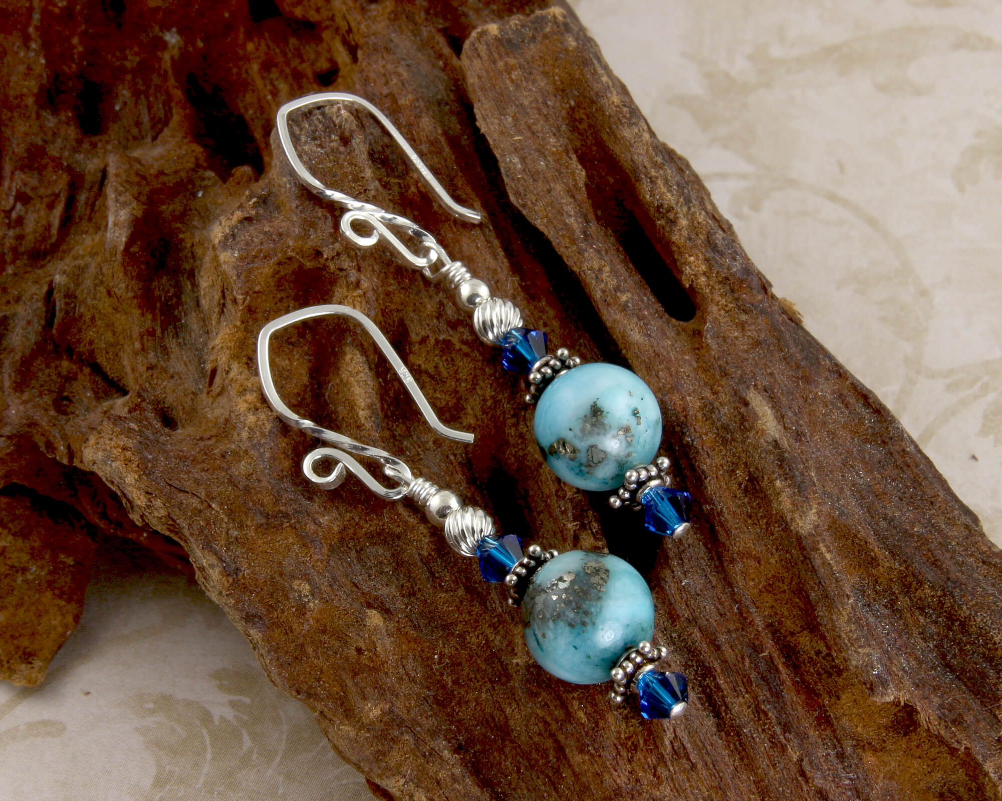 Aqua Blue Gemstone Beaded Earrings - Sterling Silver Dangle Earrings for Women | Elegant Handmade Jewelry for Parties, Weddings & Everyday Wear