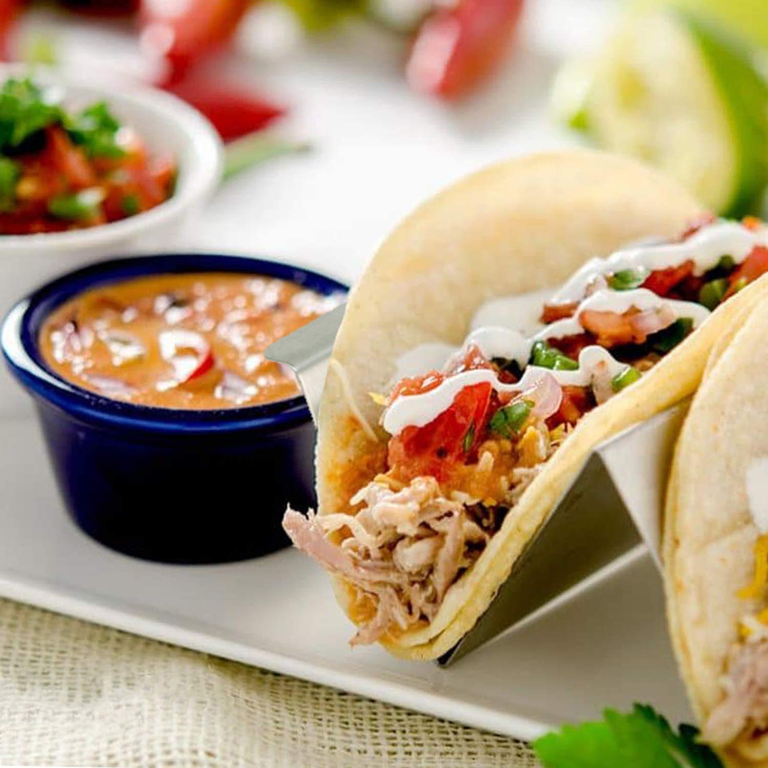 Premium Stainless Steel Taco Holder Set of 2 - Durable Taco Stand & Serving Rack for Parties, BBQs, and Family Taco Nights