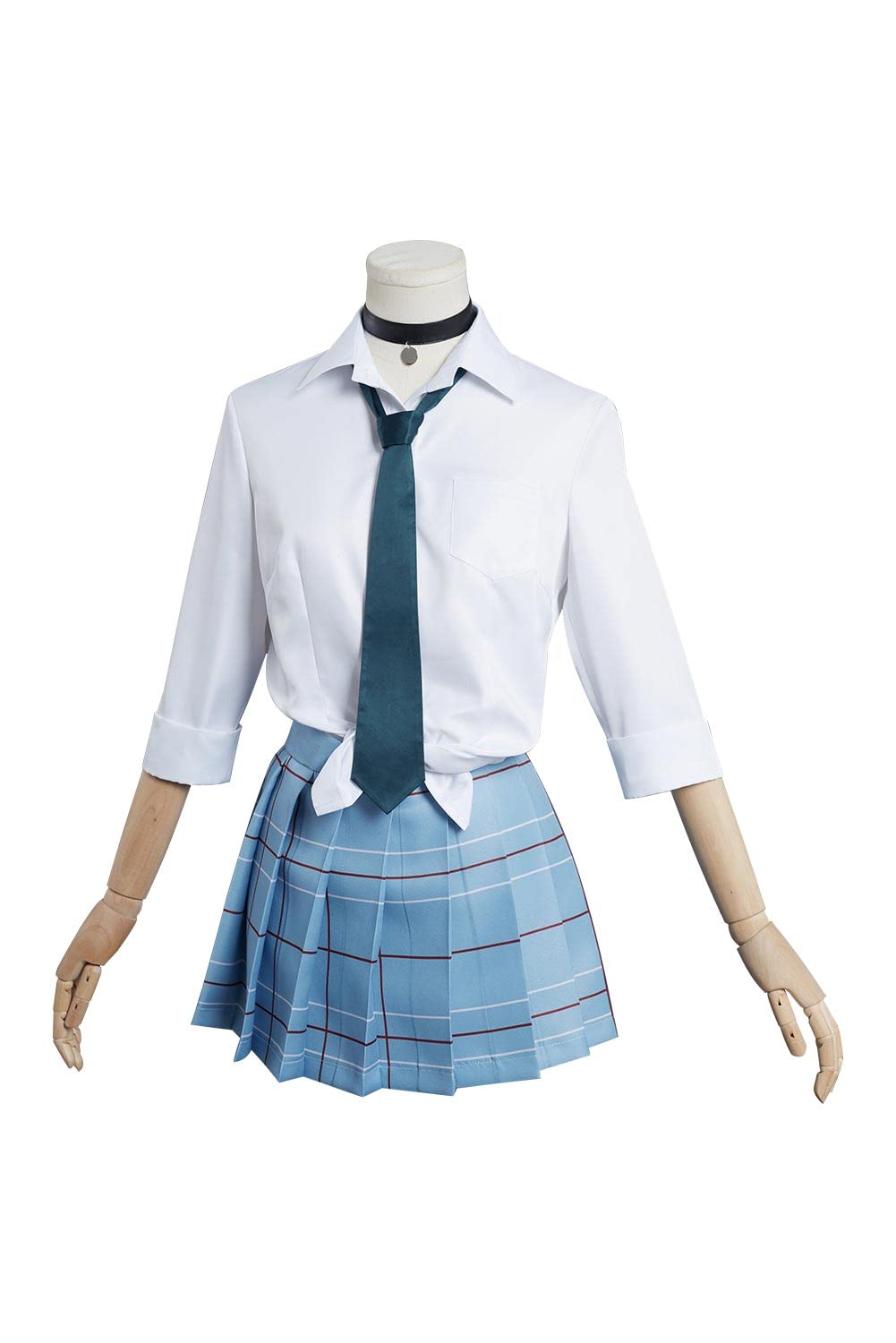Japanese School Girl Uniform Costume for Women - Pleated Skirt with Stockings & Necktie - Anime Cosplay Outfit - Perfect for Halloween, Cosplay Events and Themed Parties