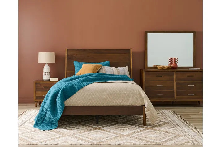 Mackenzie Bed Frame - Queen Size Platform Bed with Wooden Slats, Sturdy & Modern Design for Bedroom - Perfect for Master Bedroom, Guest Room, or Dormitory