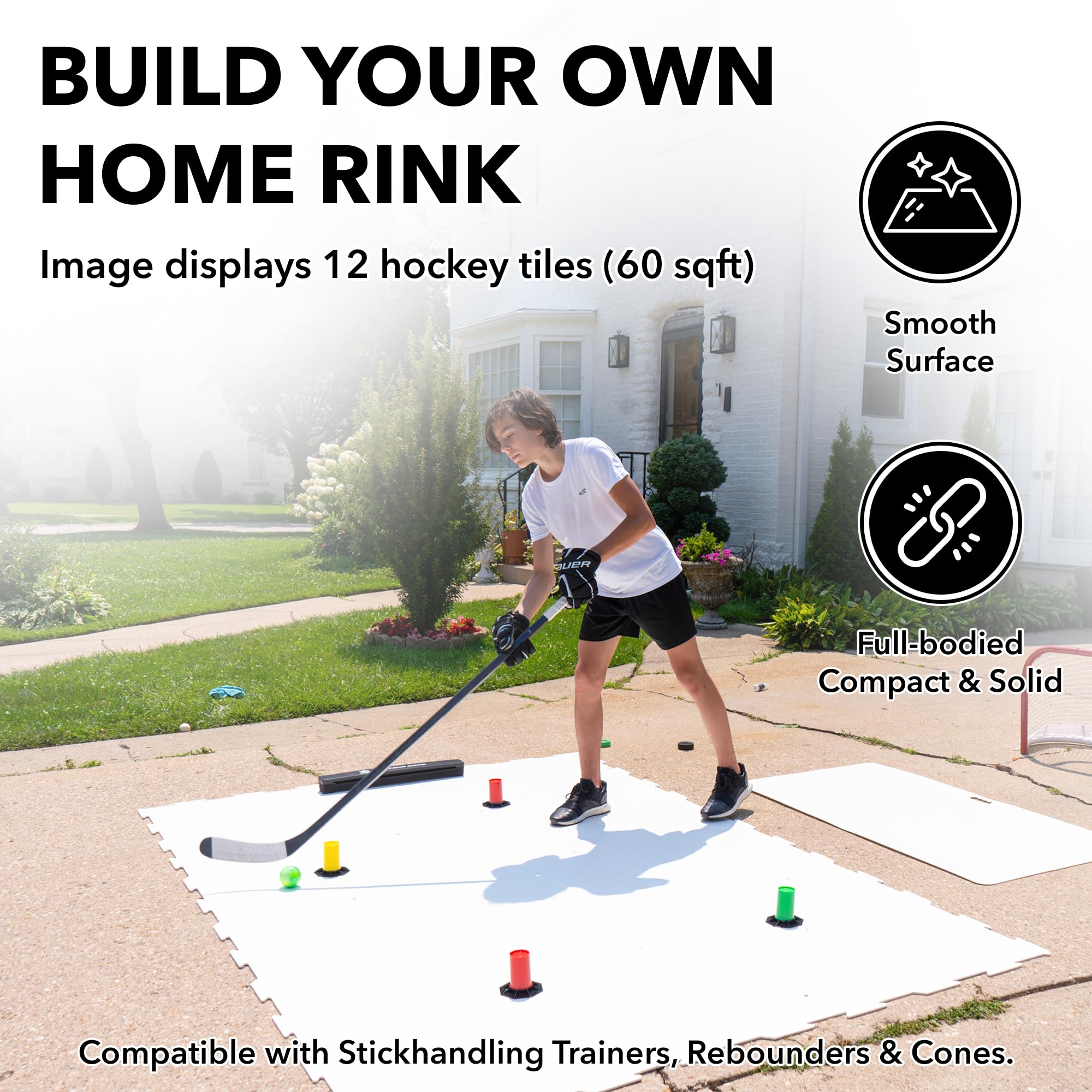 Premium Synthetic Ice Tiles for Hockey Training - Real Ice Simulation Dryland Hockey Training Platform for Shooting, Passing & Stickhandling - Durable Double-Sided Design - Perfect for Home, Backyard & Professional Hockey Practice