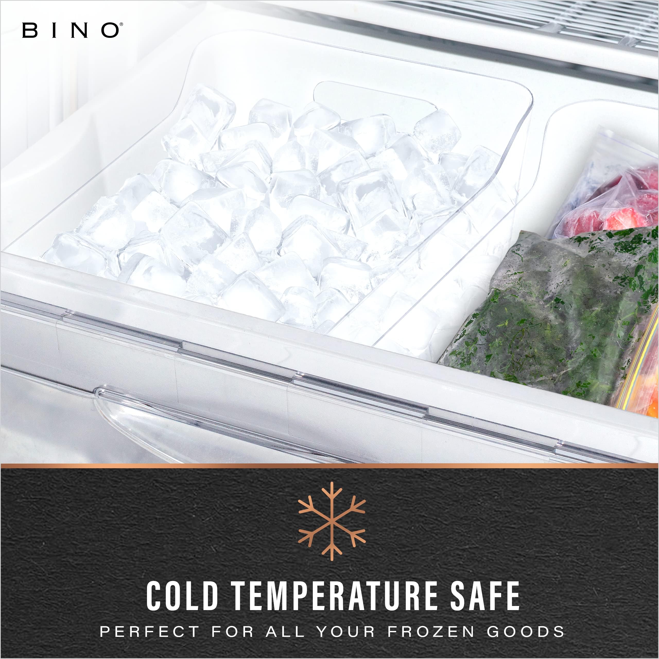 BINO Plastic Organizer Bins - 4 Pack Large Storage Containers for Pantry, Freezer, Kitchen & Home Organization | Multi-Use Stackable Bins | The SOHO Collection | Perfect for Food Storage, Closet Organizing & Office Supplies