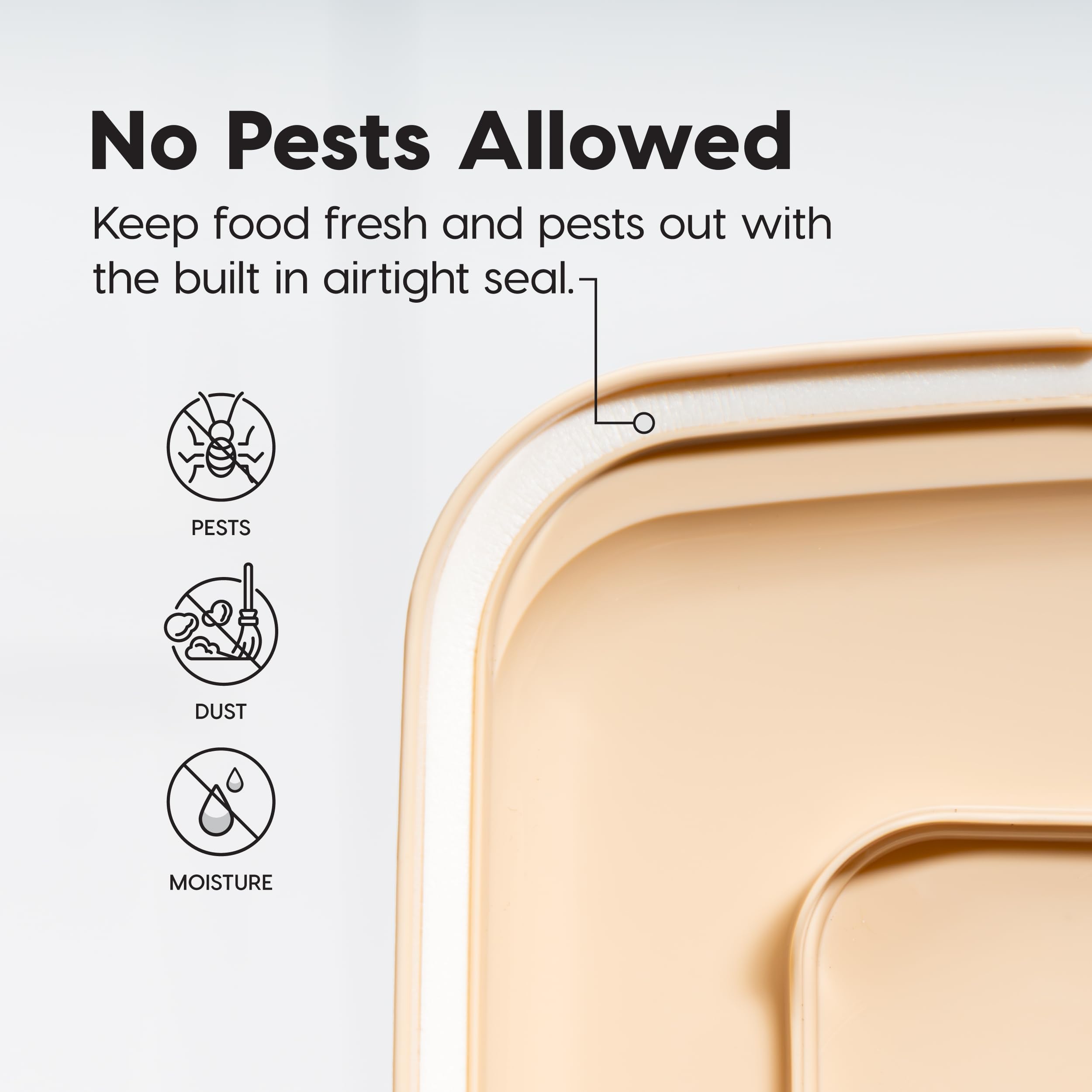 IRIS USA WeatherPro Airtight Pet Food Storage Container - 58 lbs Capacity with Wheels for Easy Mobility | Translucent Design in Clear/Almond | Keep Dog, Cat & Bird Food Fresh | Ideal for Home, Garage or Pet Store Storage
