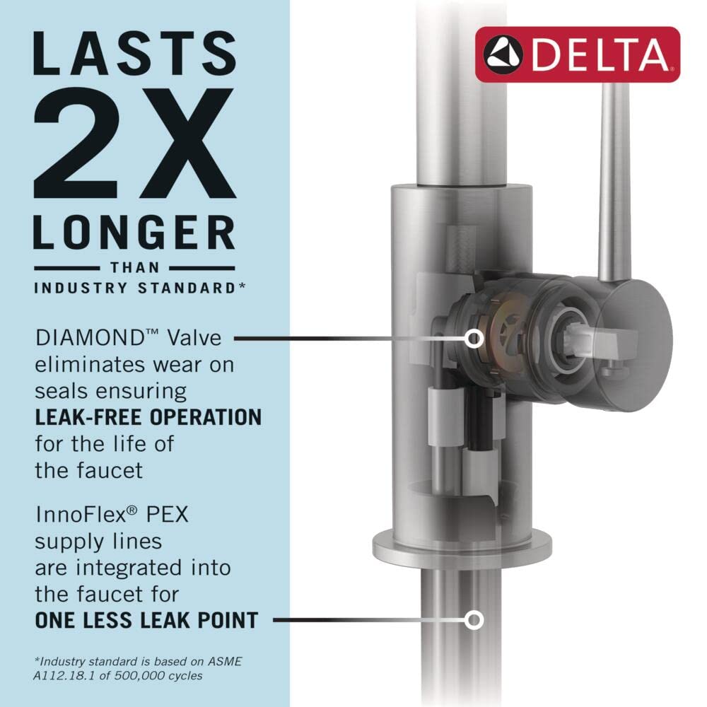 Delta Leland Touch Kitchen Faucet with Pull Down Sprayer - Chrome 9178T-DST | Touch2O Technology for Modern Kitchens, Perfect for Cooking and Cleaning