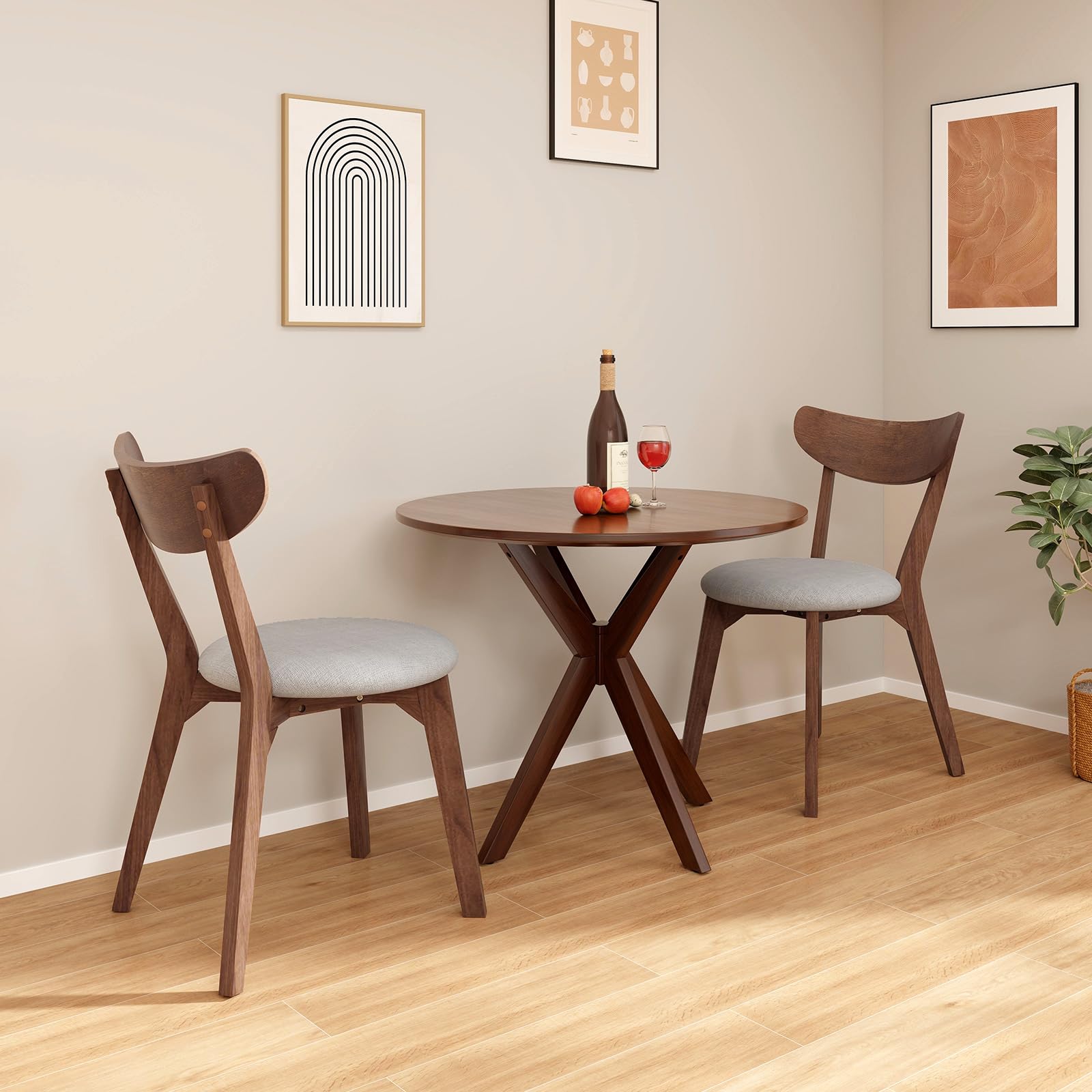 ERGOMASTER 2-Piece Dining Table Set - Compact Kitchen Table & Chairs for Small Spaces | Perfect for Dining Room, Kitchen, Café, Restaurant & Living Room | Ideal for Apartments, Breakfast Nooks & Cozy Dining