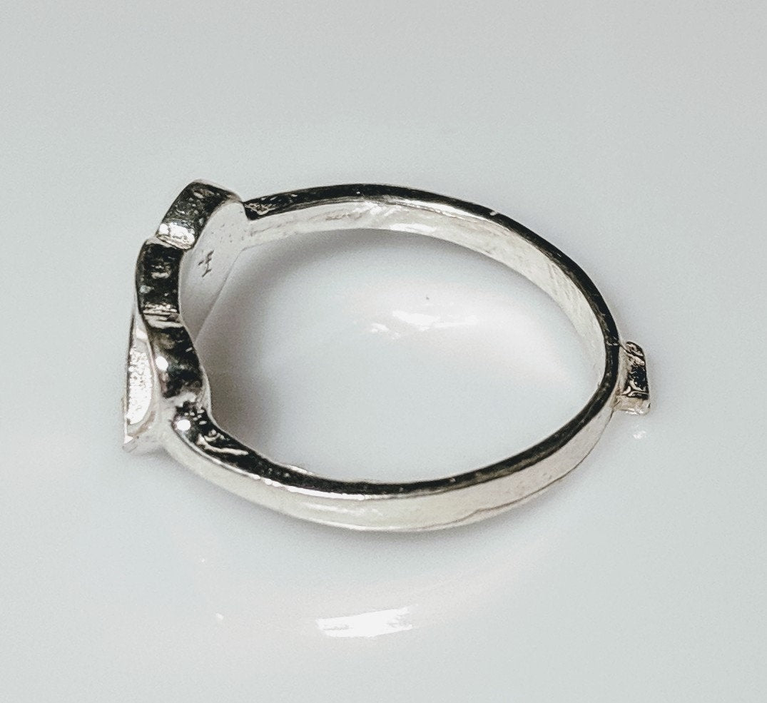 Sterling Silver Inlay Double Heart Blank Ring Setting - Rough Cast DIY Jewelry Making - Size 4-7 (563-139) - Perfect for Silversmiths, Engraving Projects & Handmade Jewelry Creation - Ideal for Wedding Bands, Promise Rings & Custom Jewelry Designs