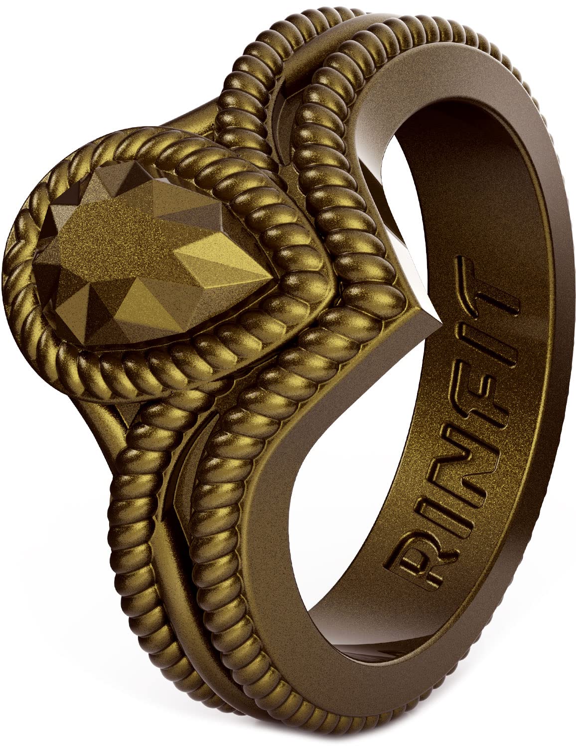 Rinfit Silicone Wedding Bands for Women - Elegant Pear Diamond Collection - Comfortable Rubber Rings for Bridal, Promise & Everyday Wear - Perfect for Sports, Yoga, Gym & Active Lifestyle