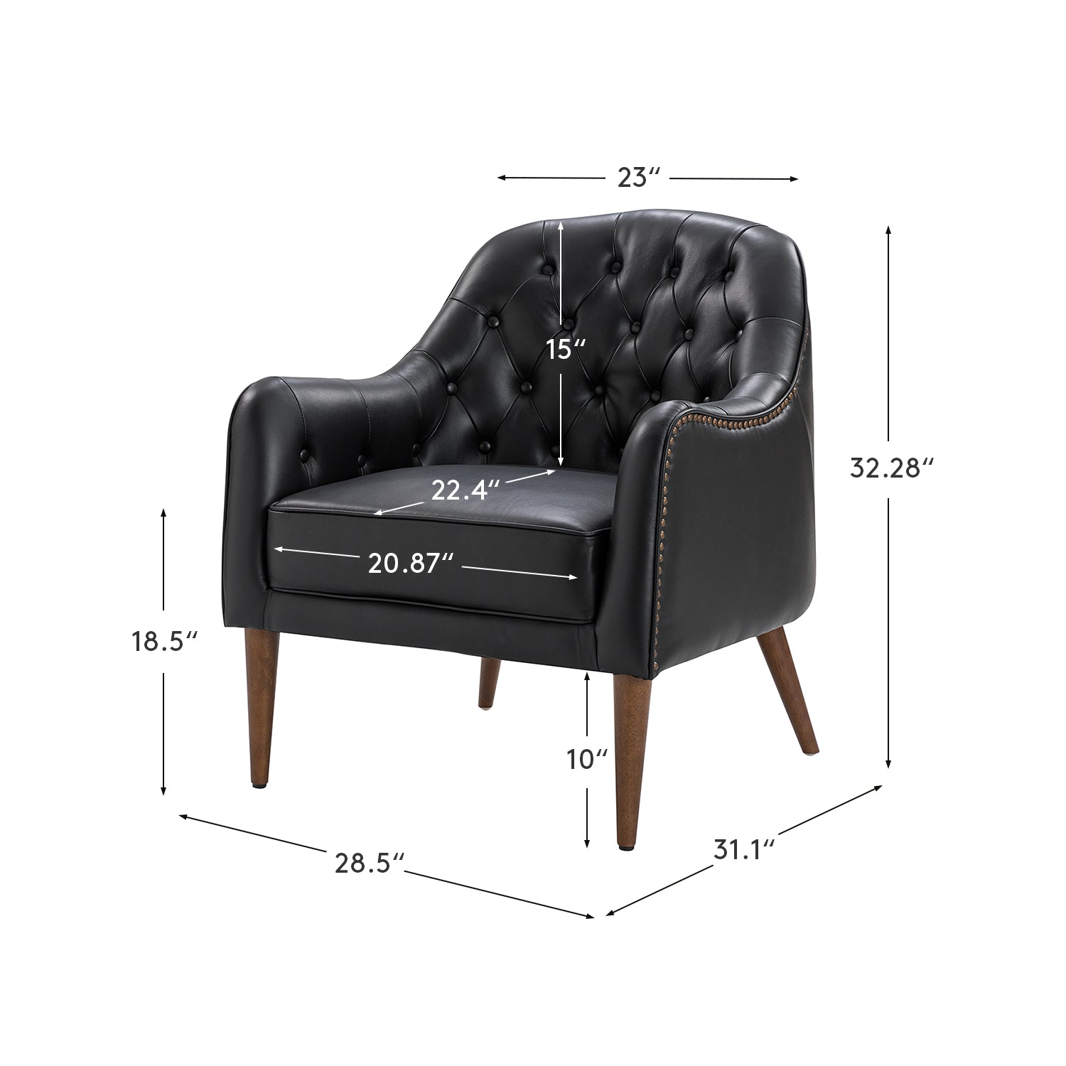 **Casio Genuine Leather Barrel Chair with Wooden Legs – Stylish Accent Chair for Living Room, Office, or Lounge**