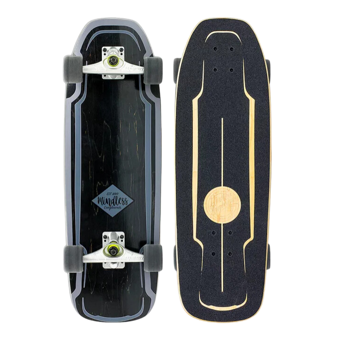 Mindless 30 Surf Skateboard Complete - Carver Style Cruiser for Surf Training & Street Riding - Perfect for Beginners & Adults - Use at Skate Parks, Beach Cruising & Urban Commuting