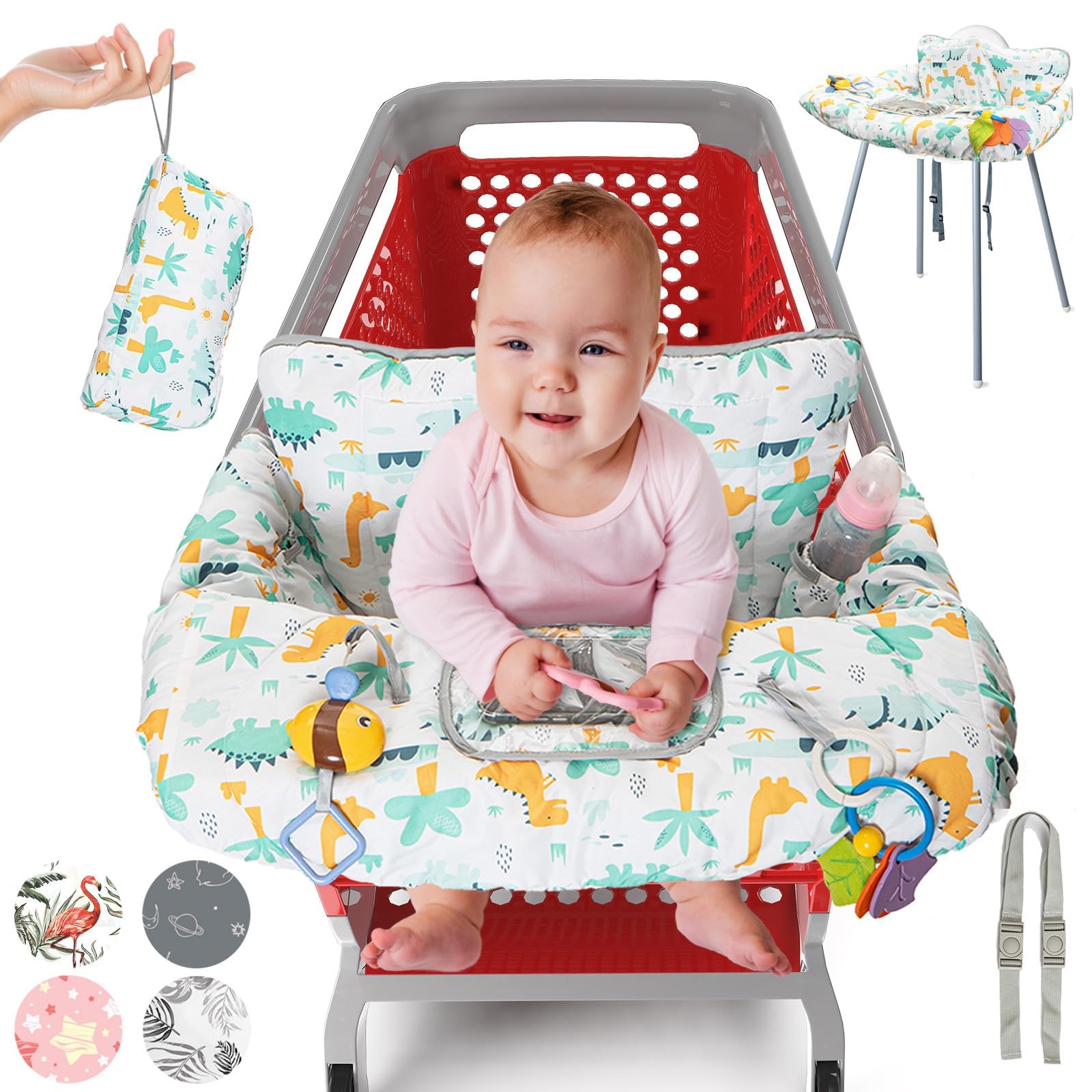 PILLANI Baby Shopping Cart Cover - High Chair Cover for Restaurant & Grocery Carts - Soft Cotton Buggy Cover for Toddlers (Girls & Boys) - Perfect for Dining Out, Shopping & Traveling