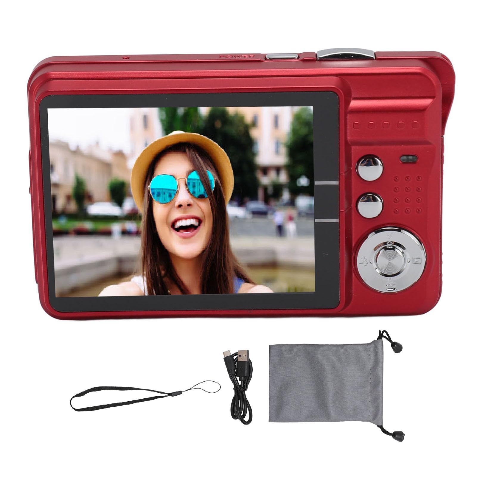 4K Compact Digital Camera with Auto Light Sensing & 8X Zoom - Portable Travel Camera for Vlogging, Photography (Red) | Perfect for Outdoor Adventures, Family Trips & Content Creation
