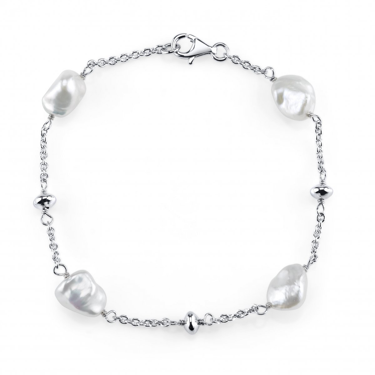 7-8mm Genuine White Keshi Cultured Pearl Bracelet for Women - Elegant Pearl Jewelry Gift for Anniversary, Wedding & Special Occasions