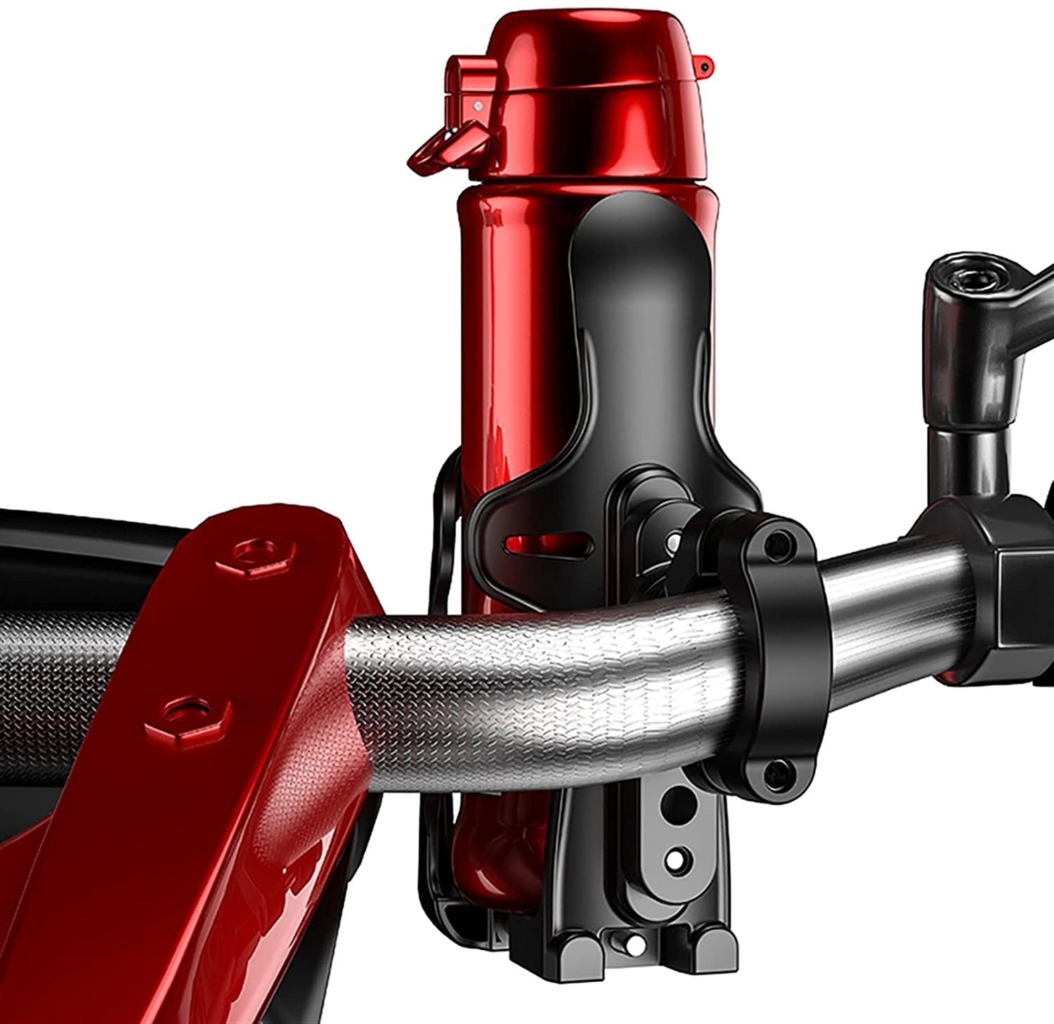 **Universal Aluminum Alloy Bike Water Bottle Holder - Adjustable Handlebar Drink Cup Mount for ATV, Dirt Bike, Mountain Bike - Perfect for Cycling, Commuting & Outdoor Adventures (Black)**