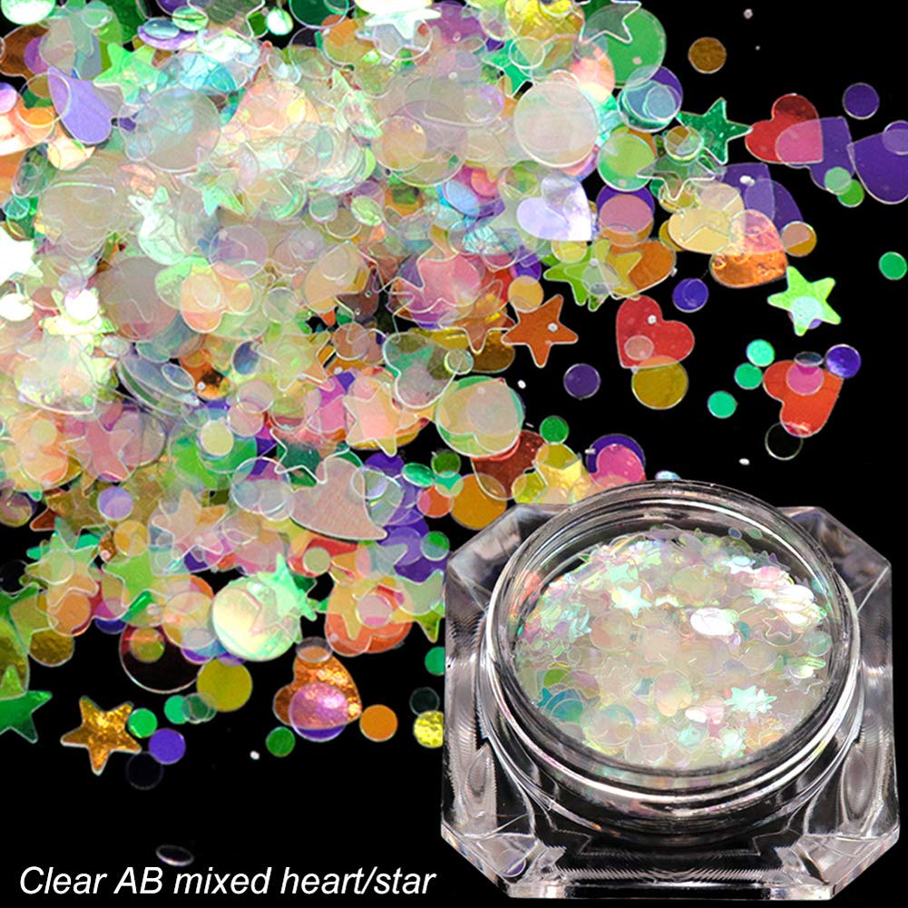 3D Mermaid Sequins Flakes - Iridescent DIY Glitter Stickers for Nail Art, Manicure & Makeup Decoration (12 Pots) | Perfect for Party Nails, Salon Designs & DIY Beauty Projects