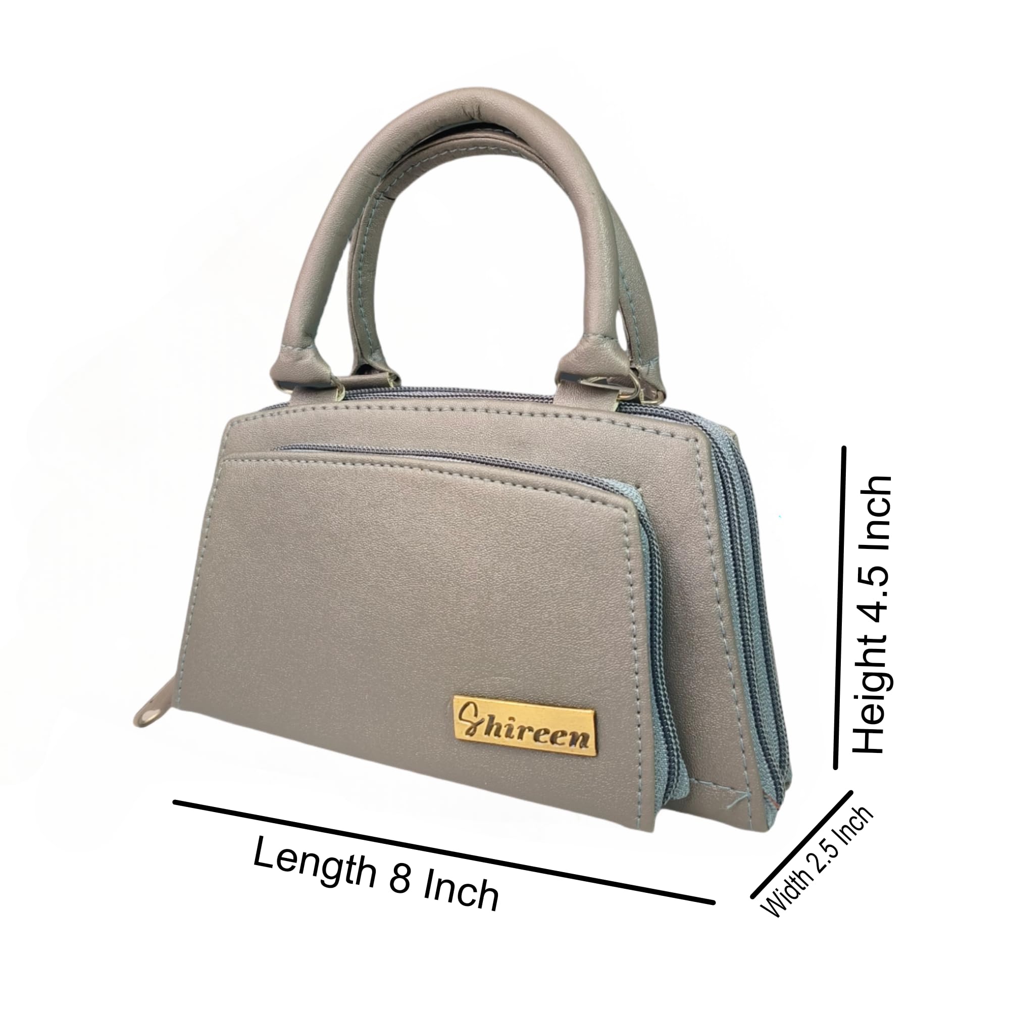 Shireen Women's Small Top Handle Handbag with 5 Pockets - Stylish Solid Finish Purse for Everyday Use, Work, and Special Occasions