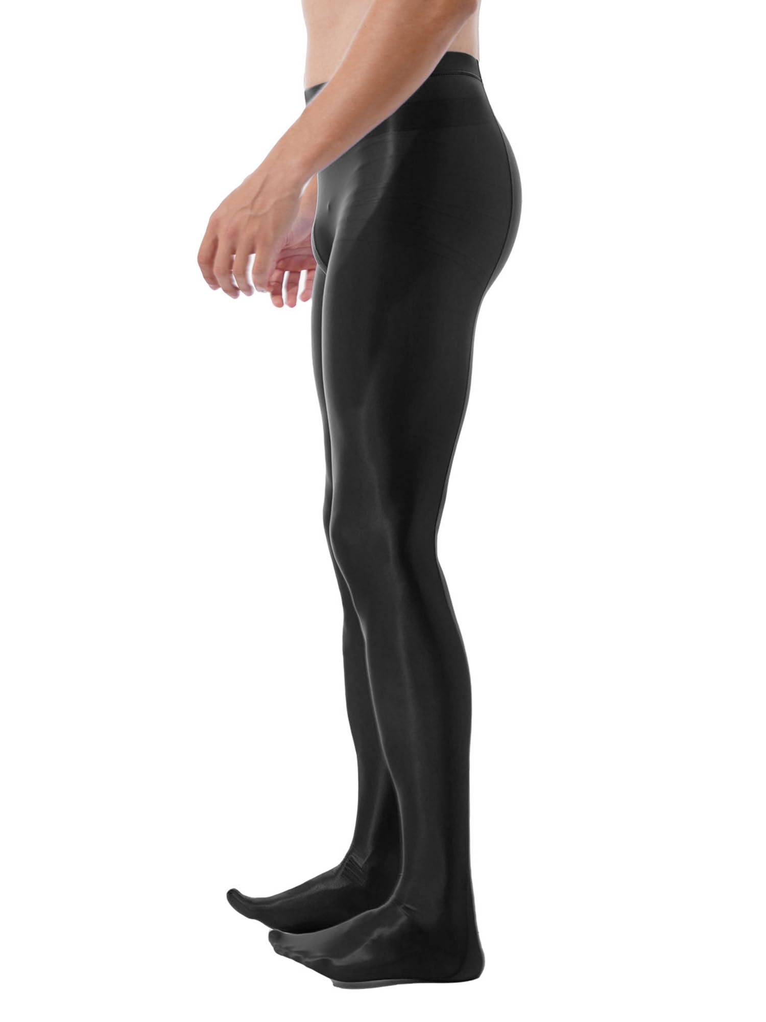 iiniim Men's Ultra Shiny Oil Glossy Pantyhose - High Elastic Opaque Tights & Stockings for Sexy Leggings - Perfect for Cosplay, Nightlife, and Fashion Shows