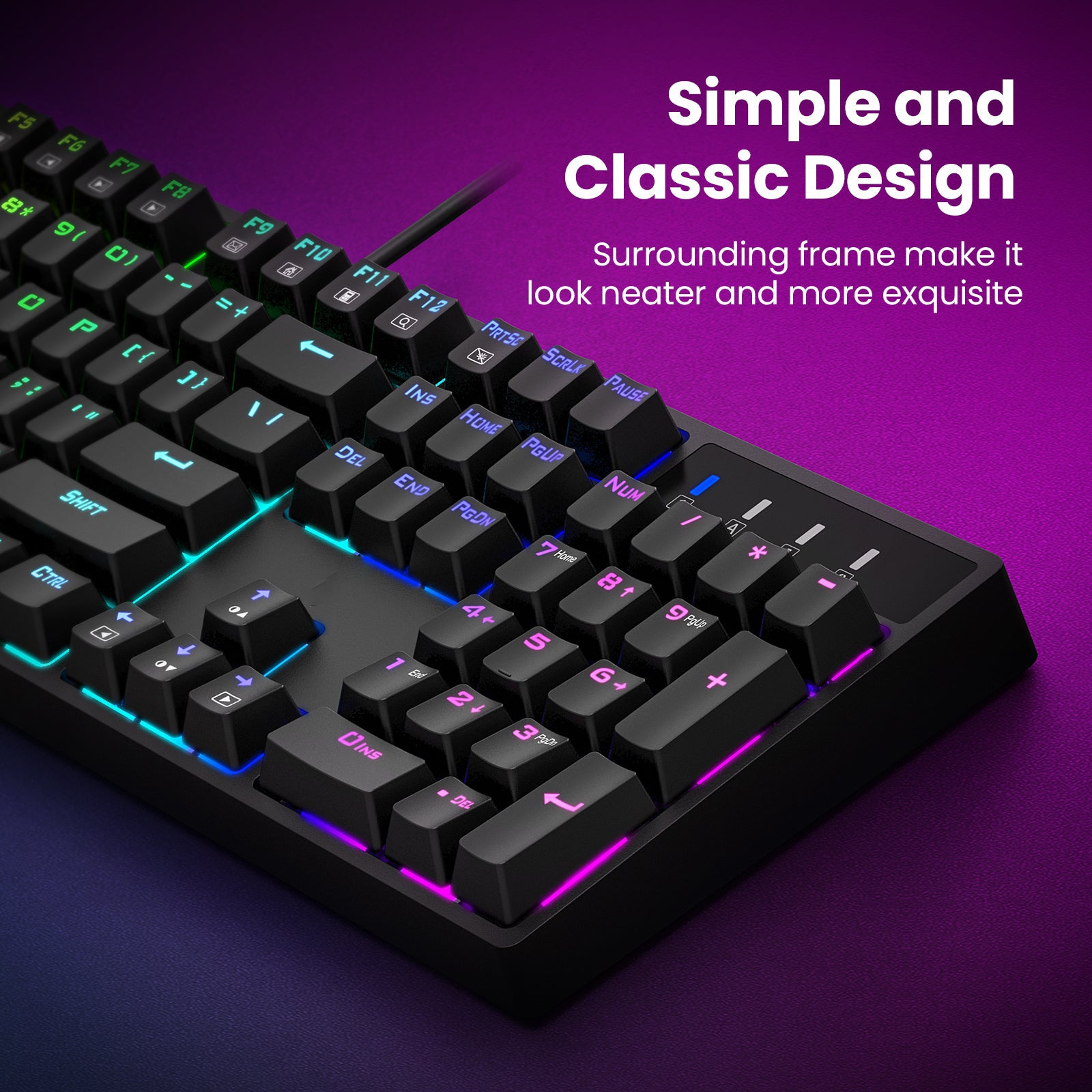 Mechanical Gaming Keyboard PC326A - RGB Backlit, Wired USB, 87 Keys for PC Gamers - Perfect for FPS, MOBA, and Typing Enthusiasts