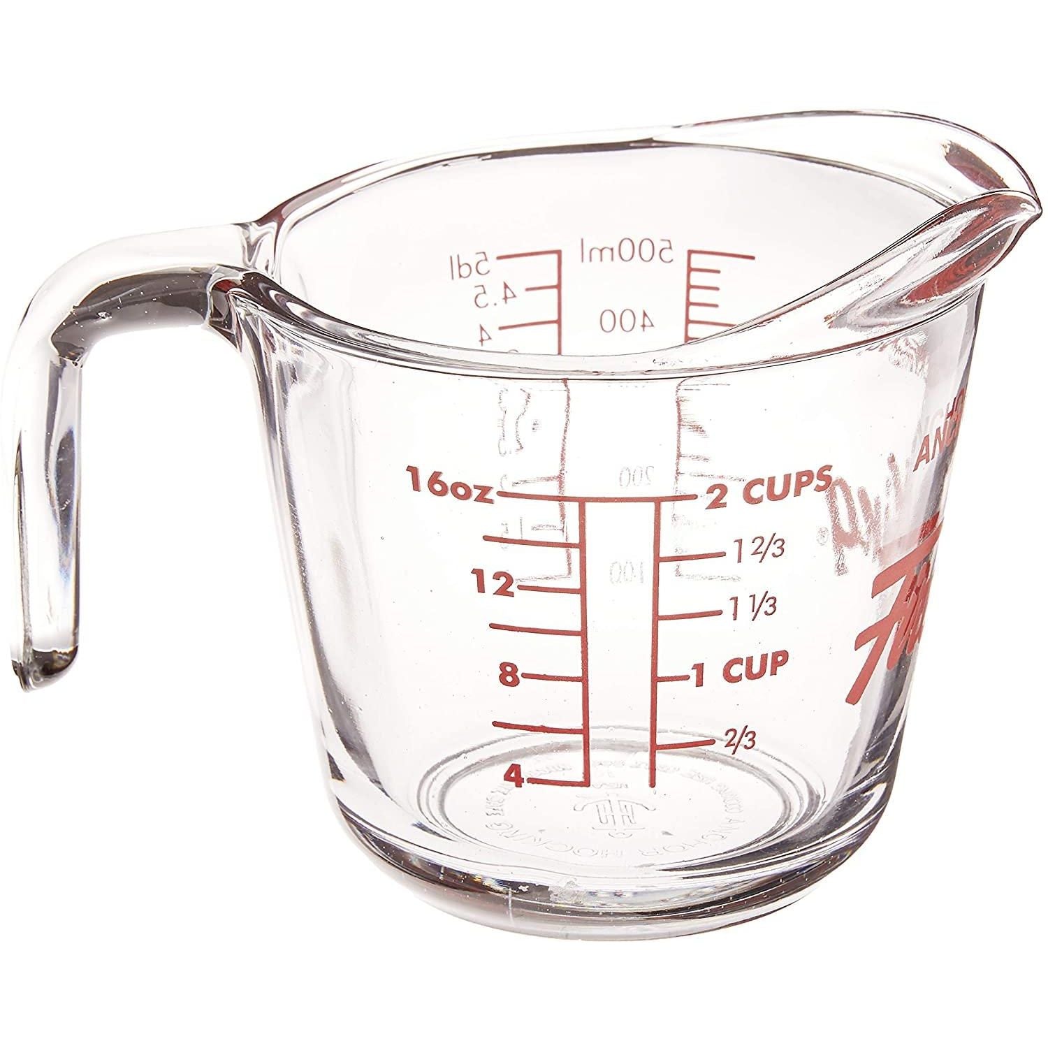 Anchor Hocking Fire King 16 Oz. Glass Measuring Cup - Durable & Heat Resistant for Baking, Cooking & Mixing - Perfect for Kitchen & Laboratory Use