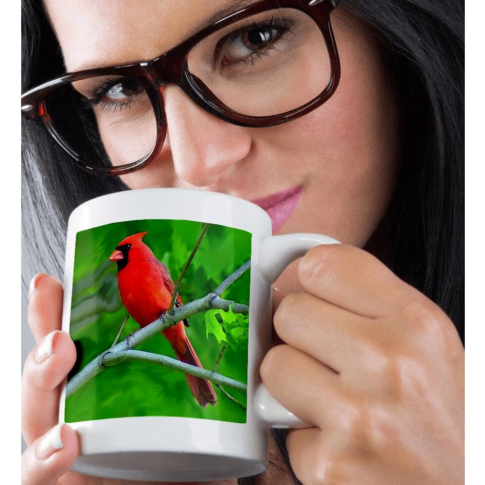 3D Rose Red Cardinal Ceramic Mug - 15 oz Insulated Coffee Cup with Handle, Perfect for Hot Tea, Coffee & Hot Chocolate - Great for Home, Office & Gifts