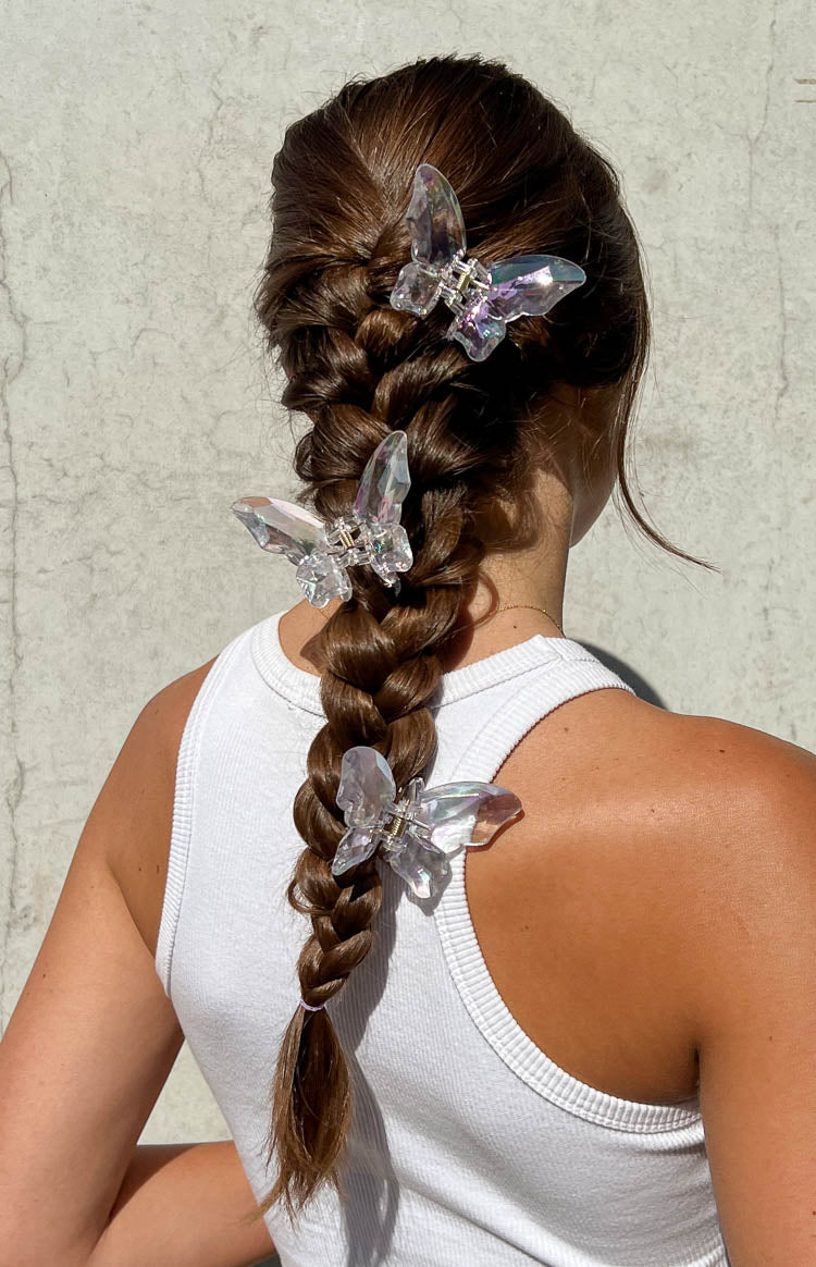 Butterfly Iridescent Hair Claw Clip for Women - Shimmering Hair Accessory for Ponytails, Buns & Updos - Perfect for Parties, Weddings & Everyday Wear