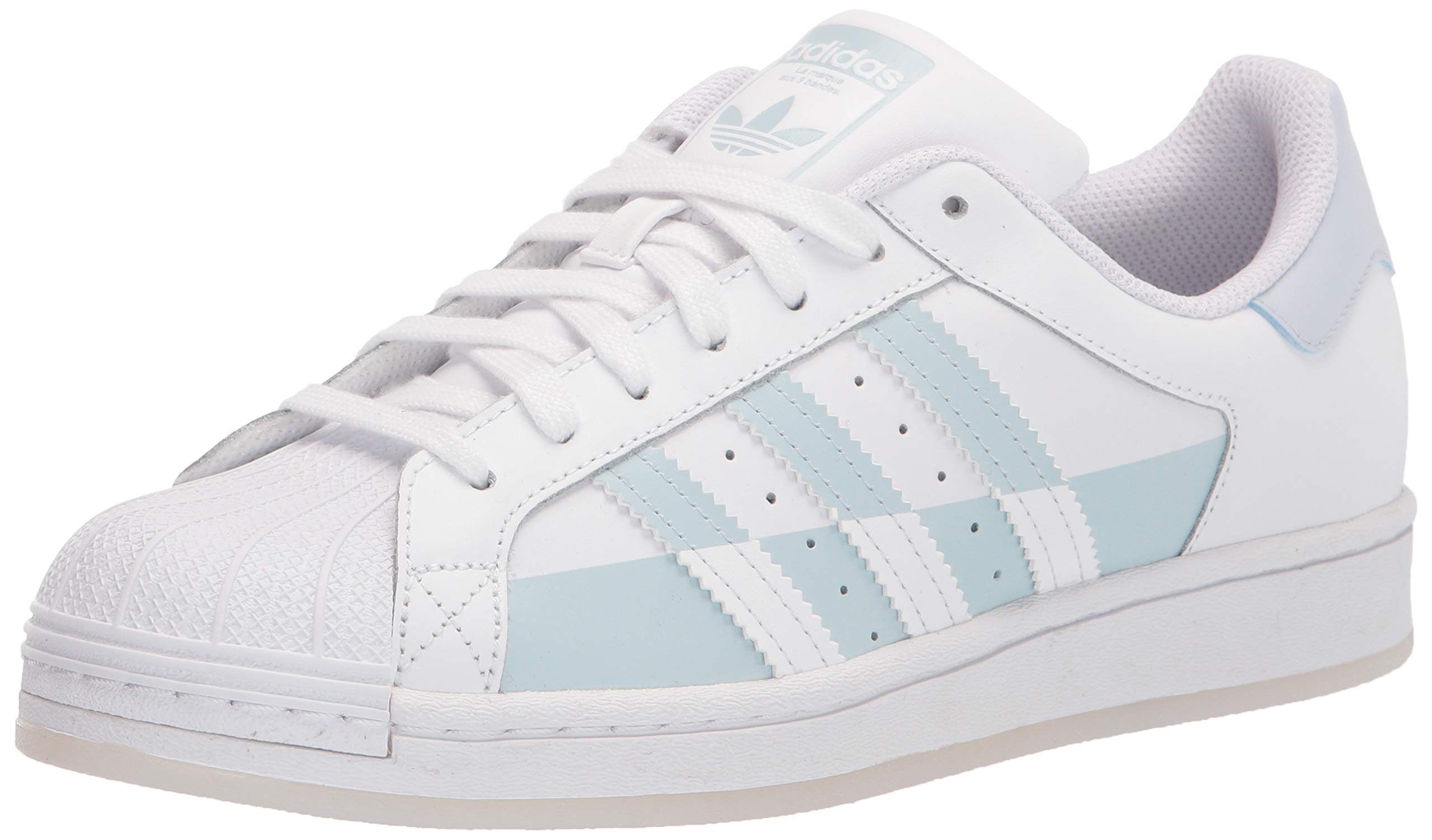 adidas Originals Men's Superstar Sneakers - Chalk White/White Tint/Crew Navy - Size 4 | Classic White Leather Low-Top Shoes with Shell Toe | Perfect for Casual Wear, Street Style & Everyday Fashion