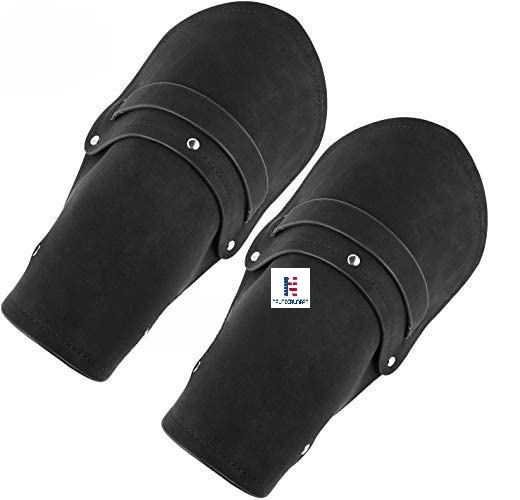 Medieval Leather Gauntlet Bracers - 2 Pcs Black Armor Cuffs for LARP, Cosplay & Renaissance Fairs | Wide Wrist Armor for Costumes & Historical Reenactments